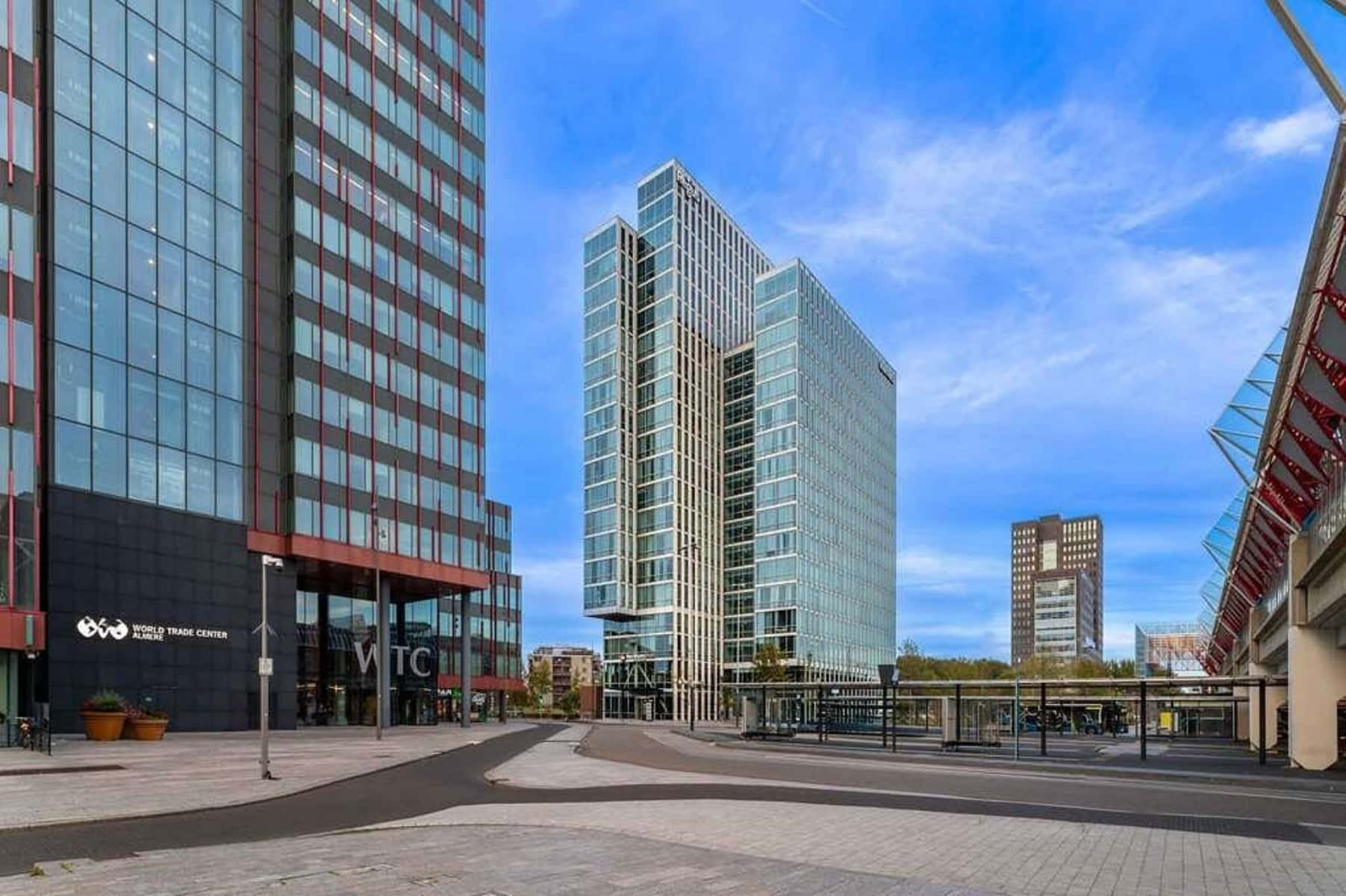 Almere, cityscape, modern glass skyscrapers, HD Desktop Wallpaper
