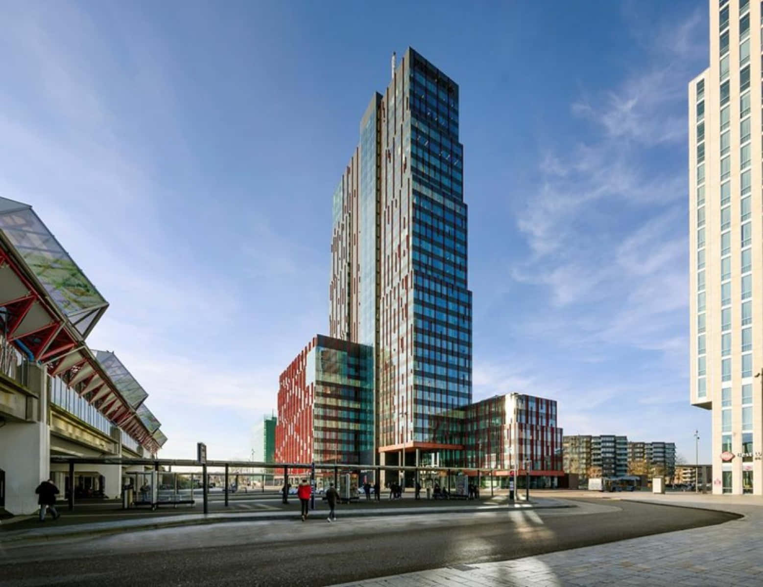 Almere, modern architecture, glass facade, HD Desktop Wallpaper