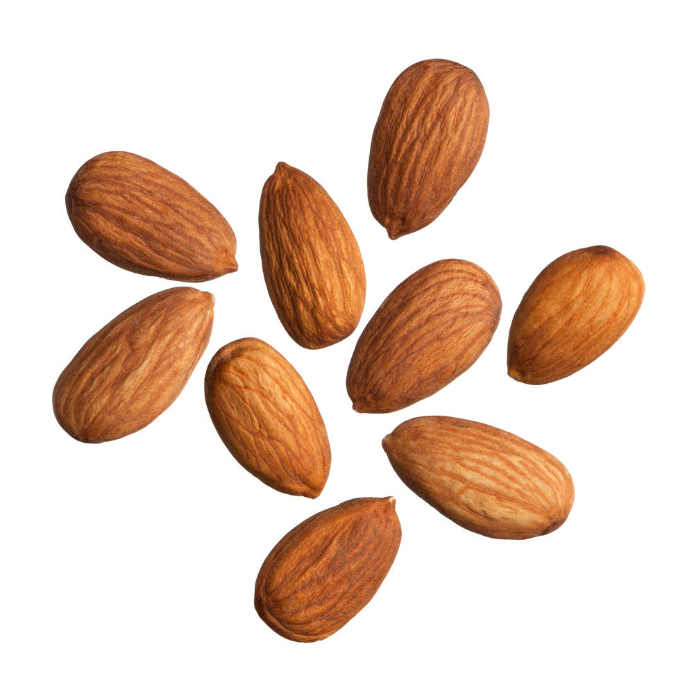 scattered almond nuts, whole almonds, textured brown skins, SD Desktop Wallpaper