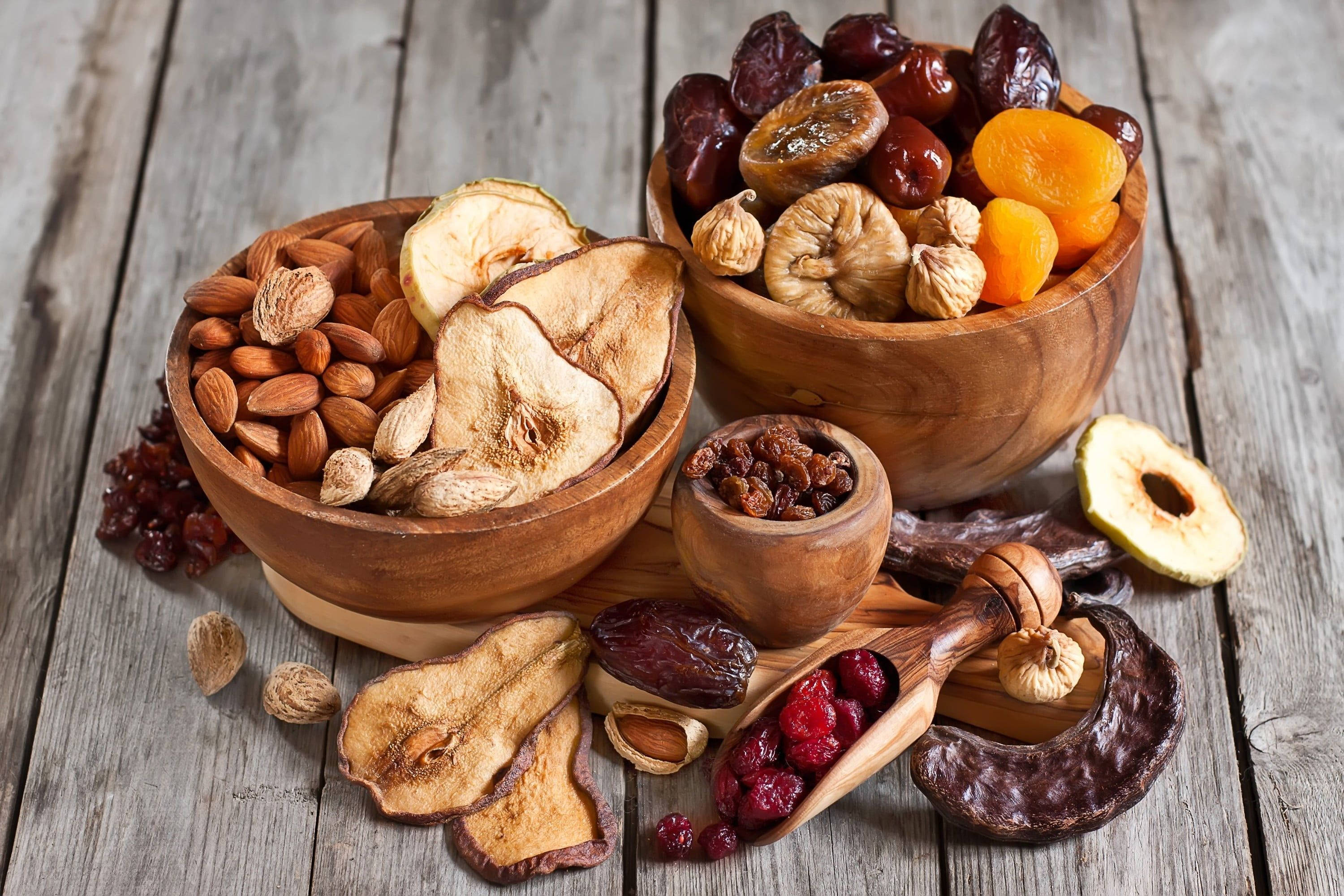 almonds, figs, dates, 2K Desktop Wallpaper