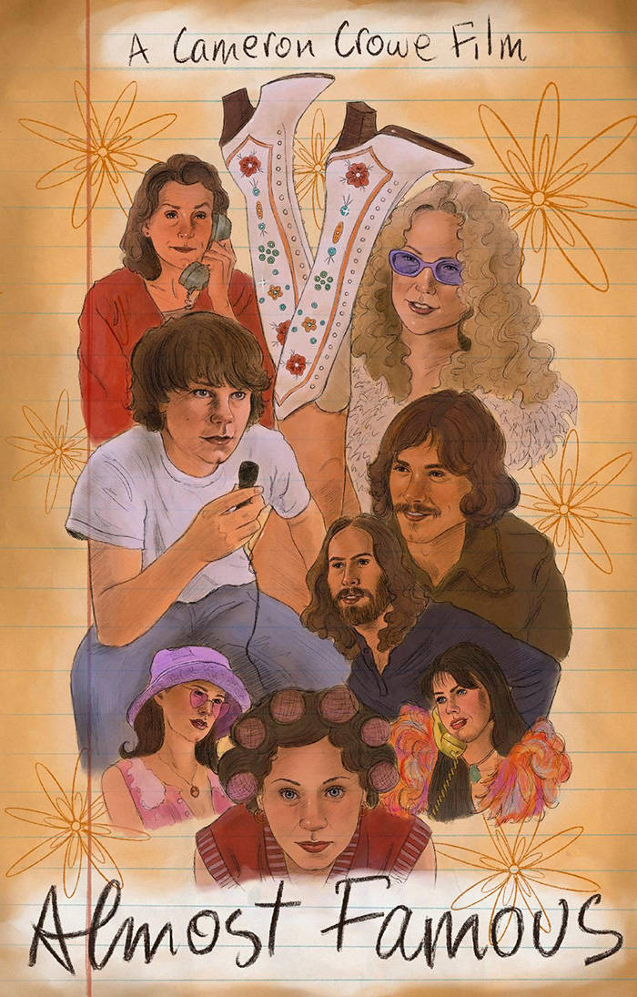 Almost Famous, 1970s style, lined notebook paper, SD Phone Wallpaper
