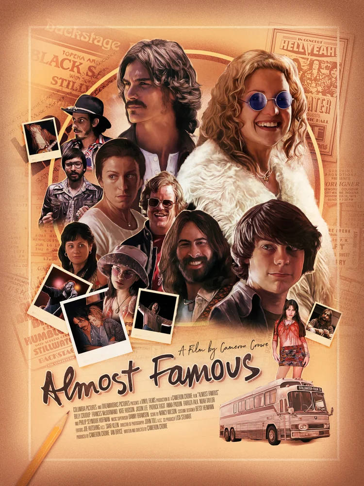 Almost Famous, tour bus, vintage movie poster, SD Phone Wallpaper