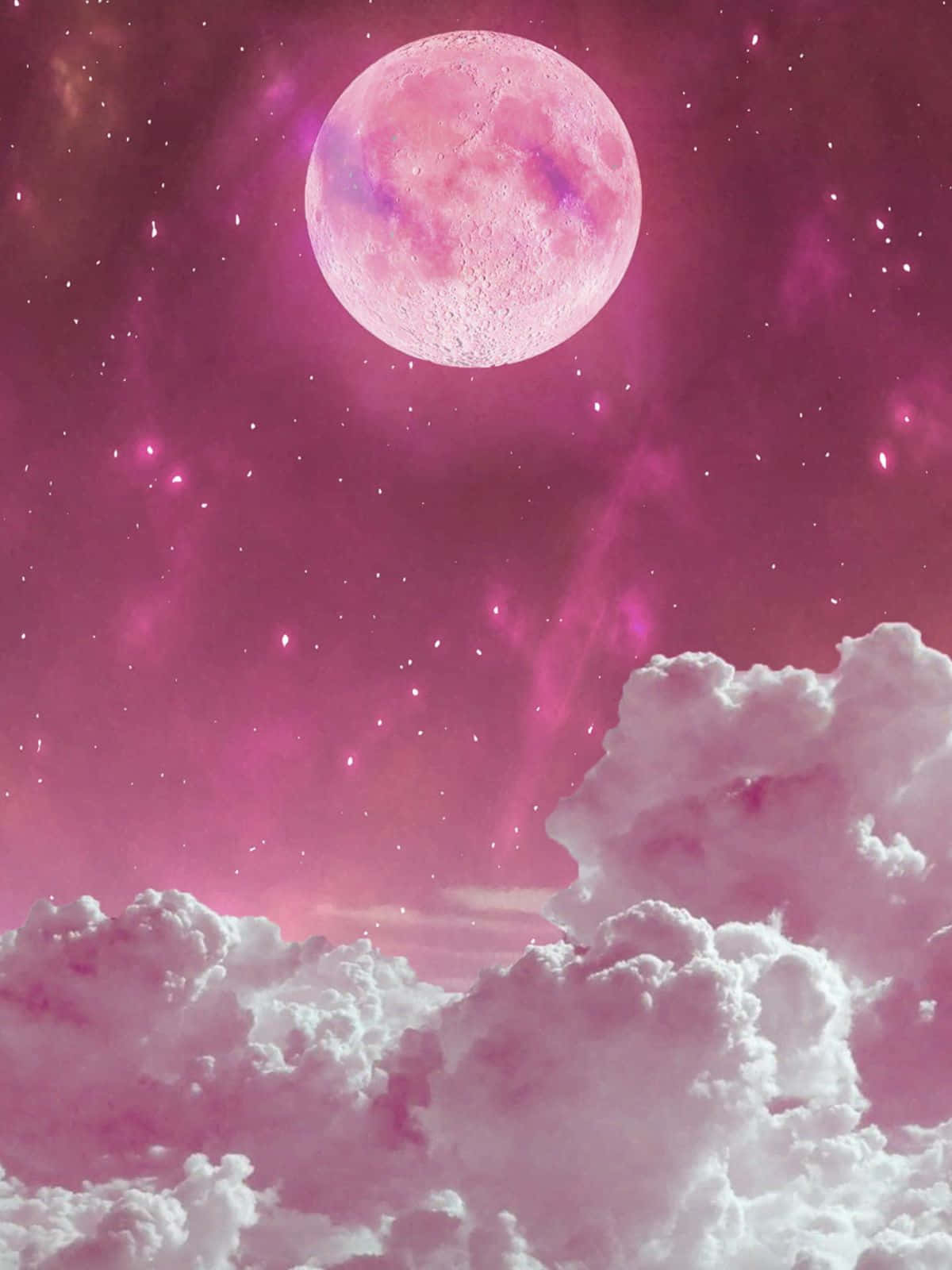 Aloe Vera, pink moon, starry magenta sky, HD Phone Wallpaper