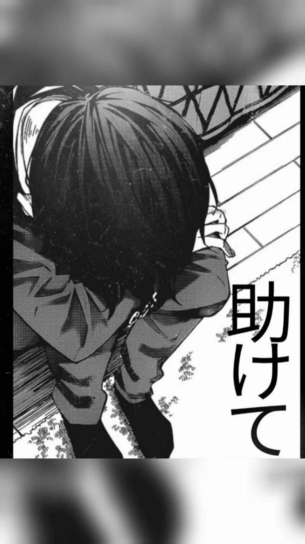 black and white manga panel, short dark hair, hunched over in distress, HD Phone Wallpaper