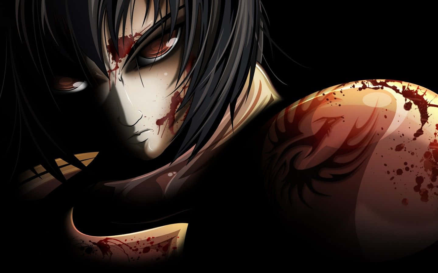 horror anime boy, bloodied face, bloodied arm, HD Desktop Wallpaper