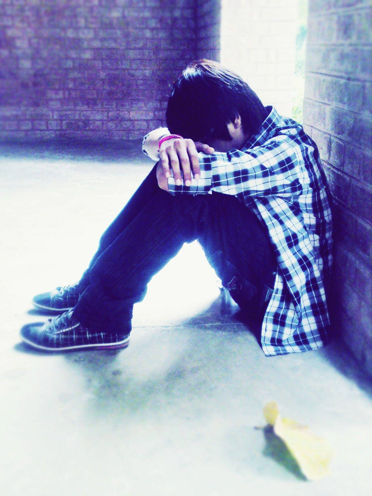 Alone Boy, brick wall, dimly lit alley, HD Phone Wallpaper