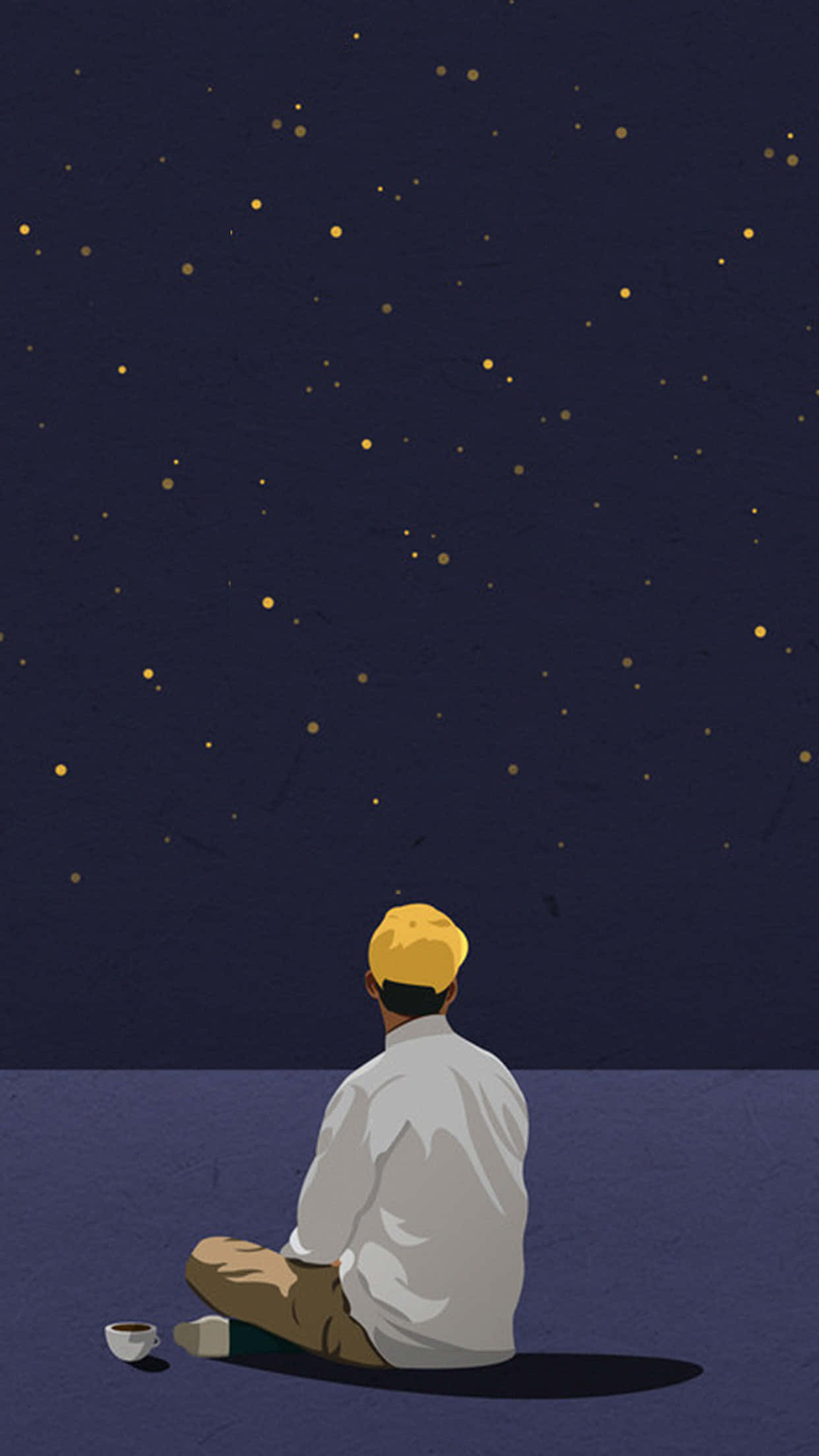 Alone Boy, starry night sky, dark floor, Full HD Phone Wallpaper