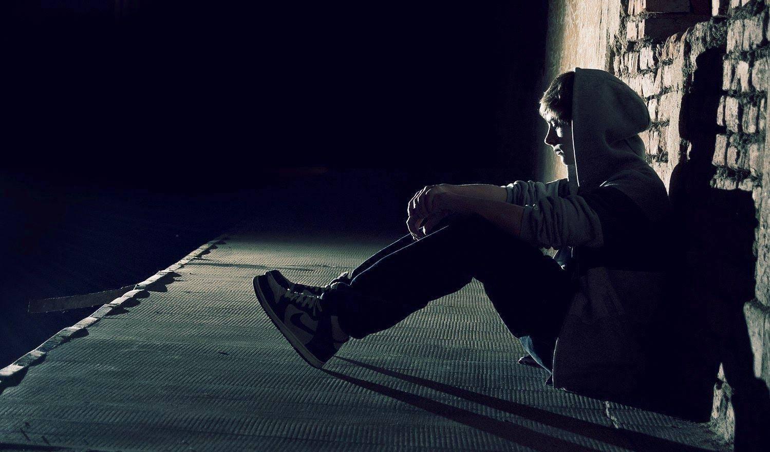 Alone Boy, hoodie, brick wall, HD Desktop Wallpaper