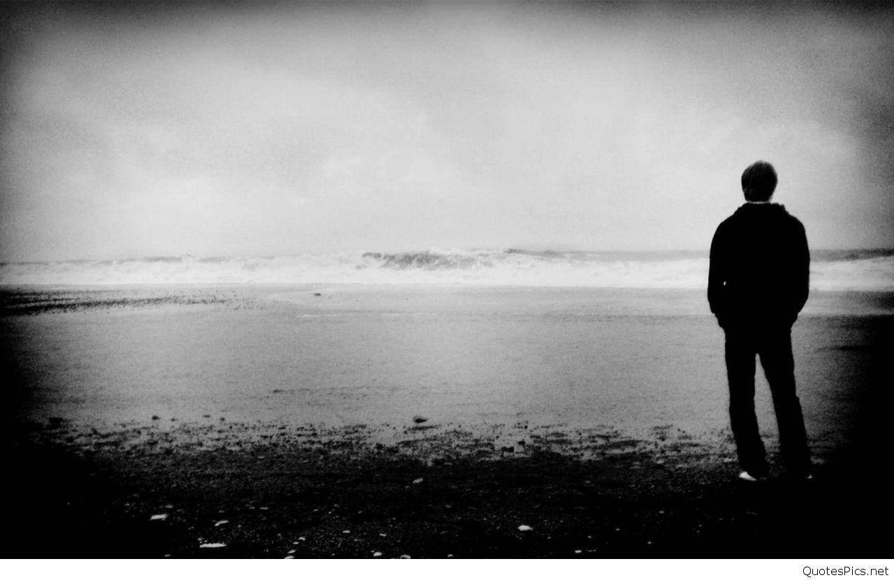 Alone Boy, mist, beach, HD Desktop Wallpaper