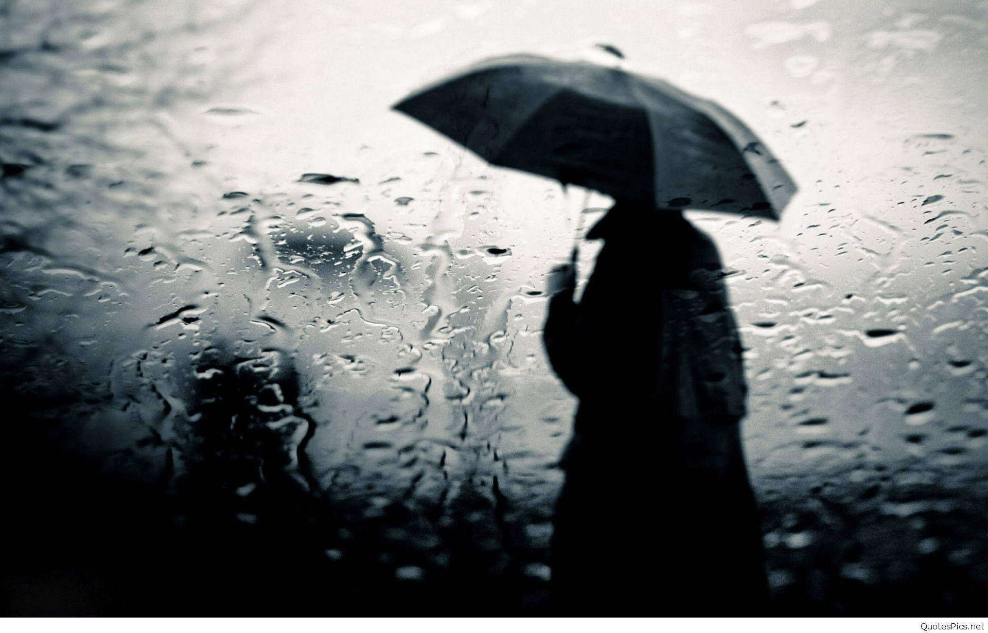 Alone Boy, umbrella, rain-slicked window, Full HD Desktop Wallpaper
