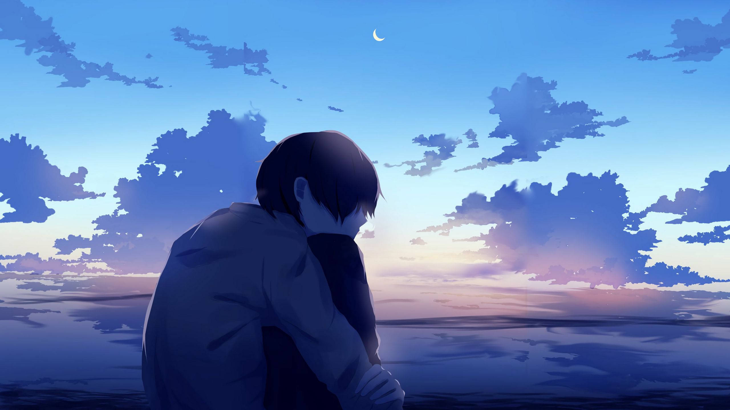 Alone Boy, anime, twilight, 2K Desktop Wallpaper