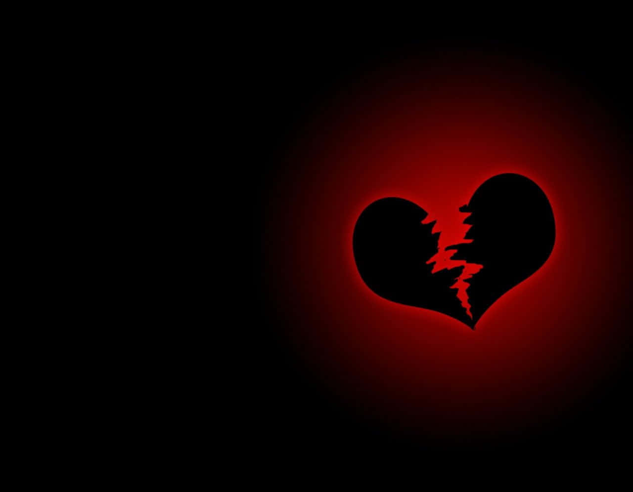 broken heart silhouette, red light, dark background, HD Desktop Wallpaper