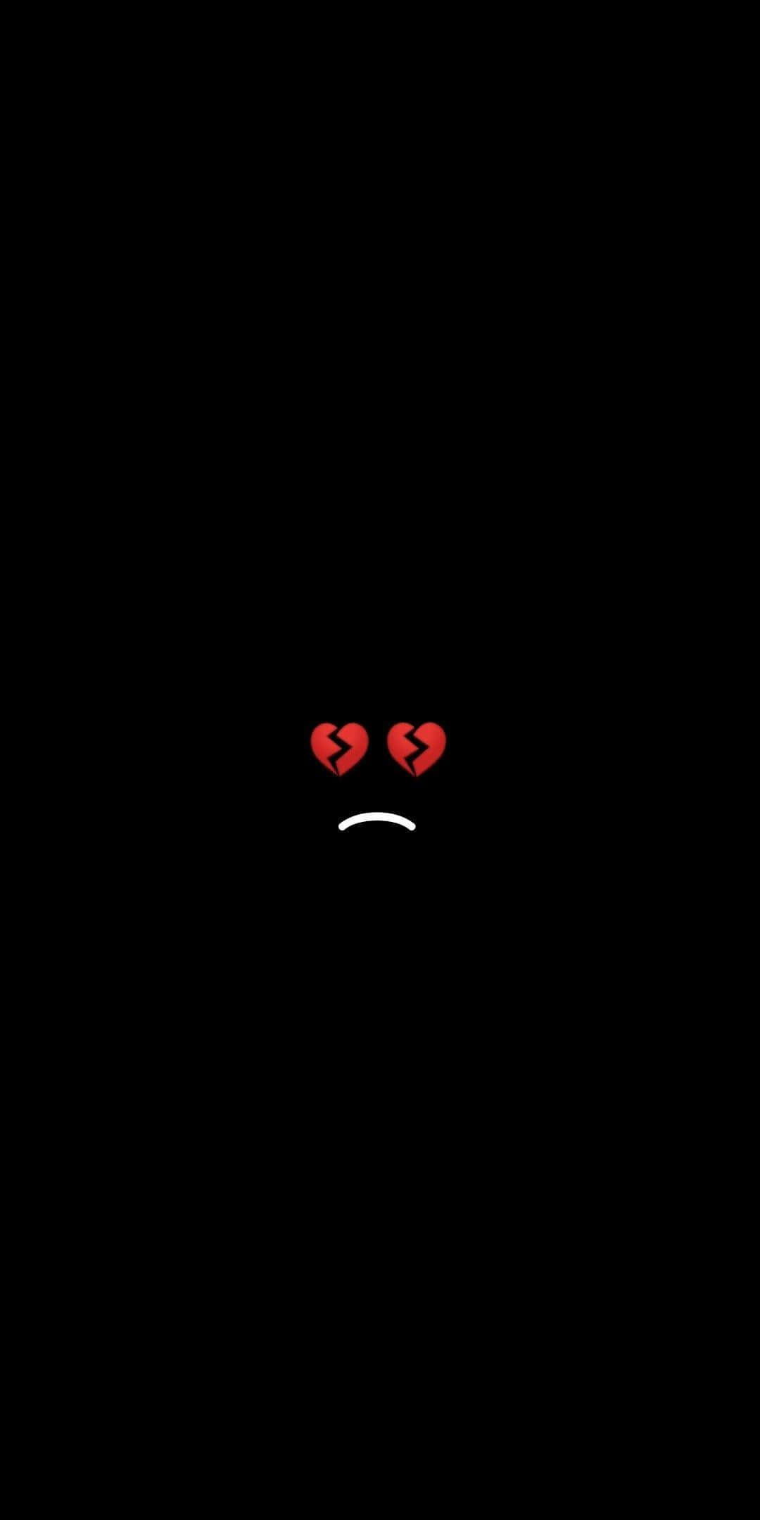 broken red heart eyes, minimalist sad face, pure black background, Full HD Phone Wallpaper