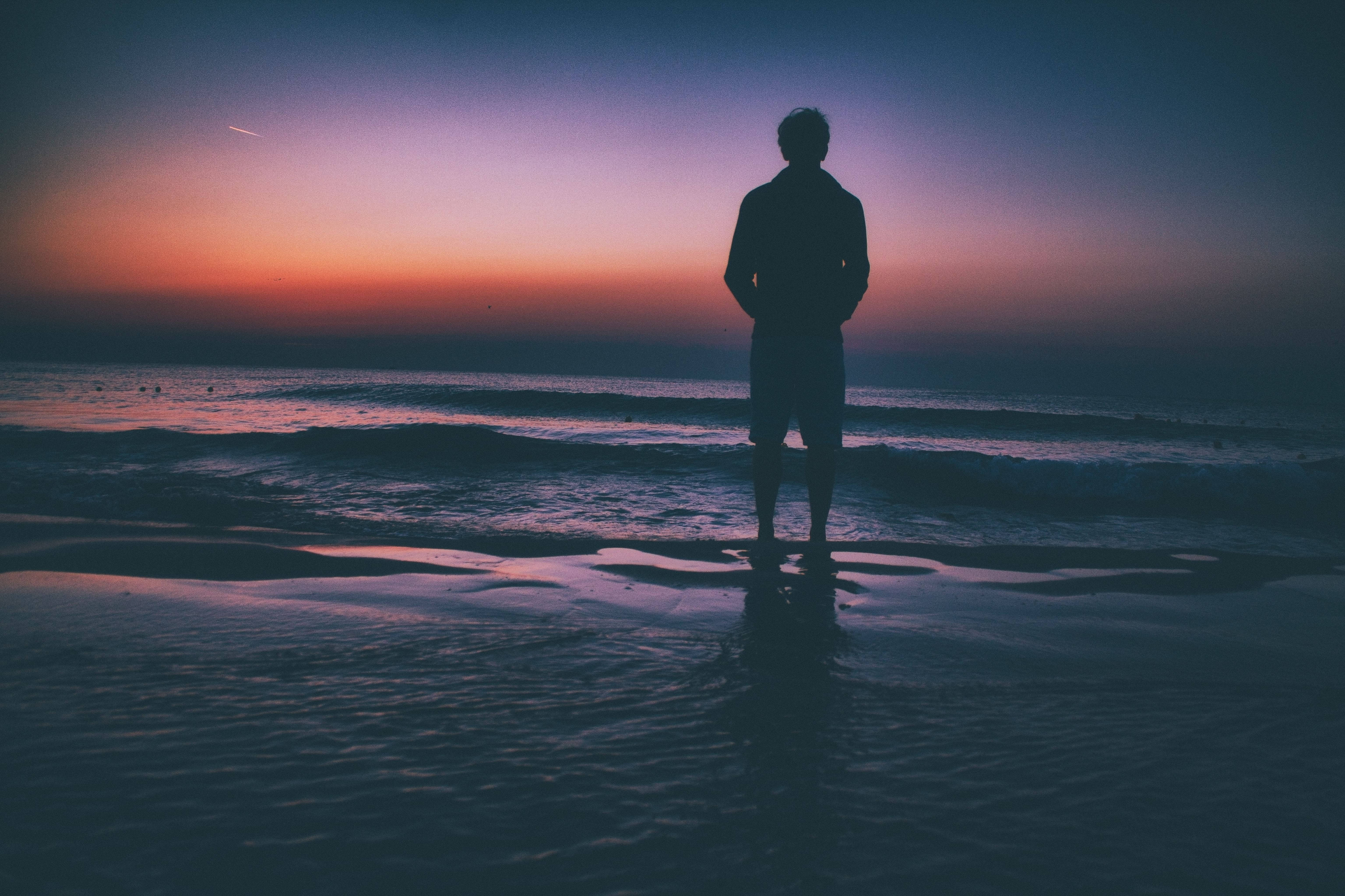 sunset, beach, shoreline, 5K Desktop Wallpaper