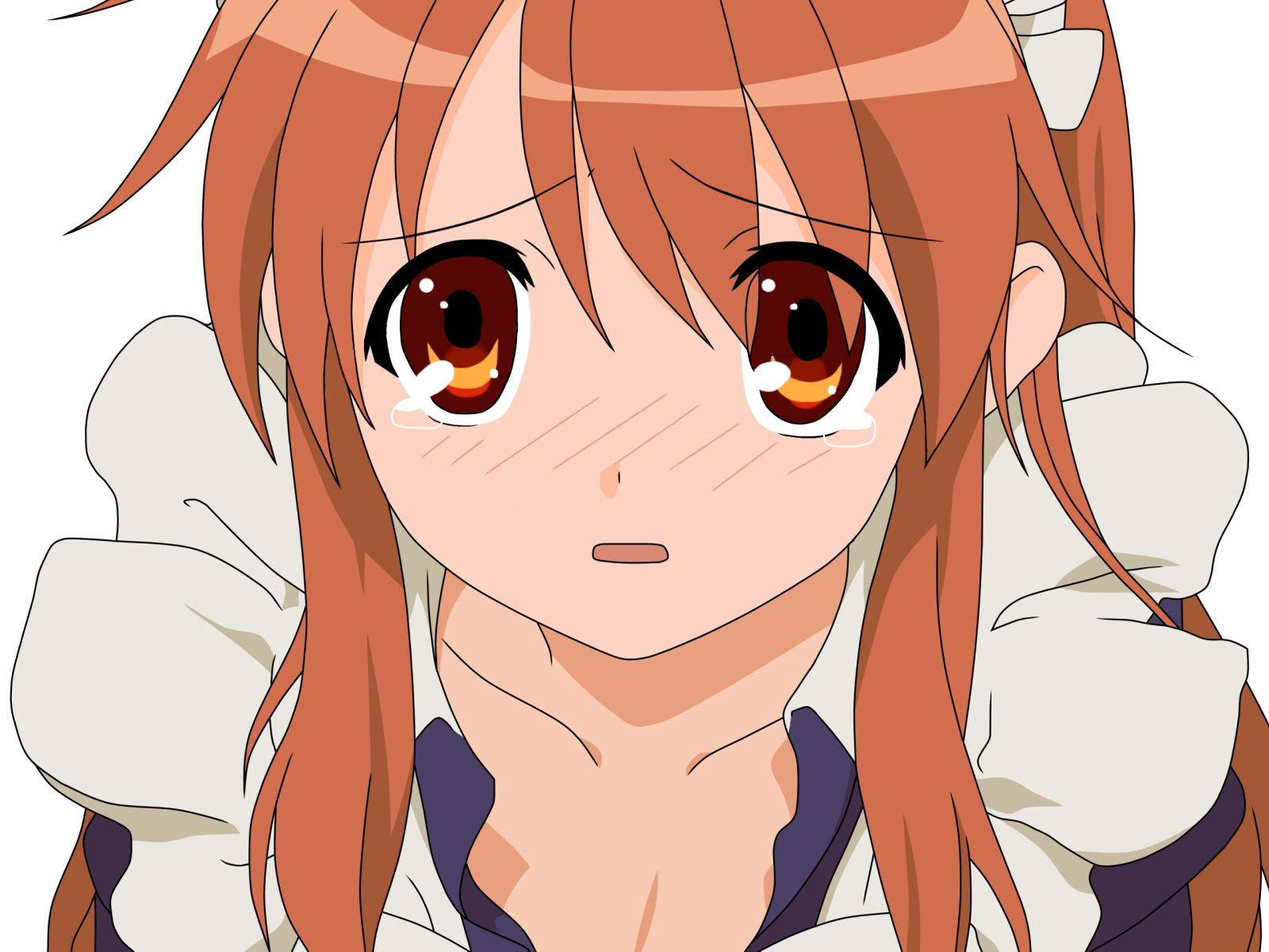 anime girl, orange hair, wide brown eyes, HD Desktop Wallpaper