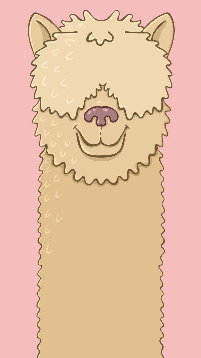 alpaca, fluffy beige coat, wide smile, SD Phone Wallpaper