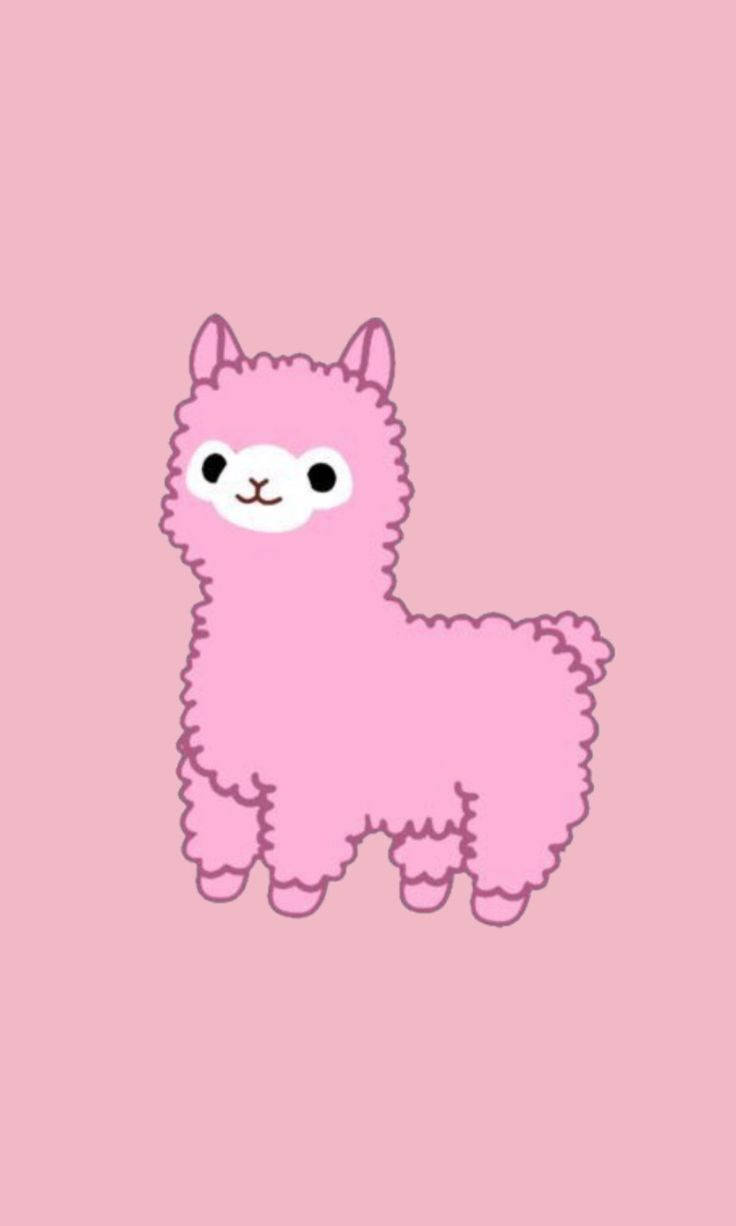 pink kawaii alpaca, fluffy fur, white face, SD Phone Wallpaper