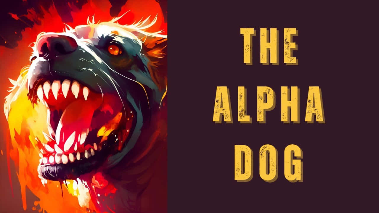 Alpha Dog, glowing eyes, fiery orange and red background, HD Desktop Wallpaper