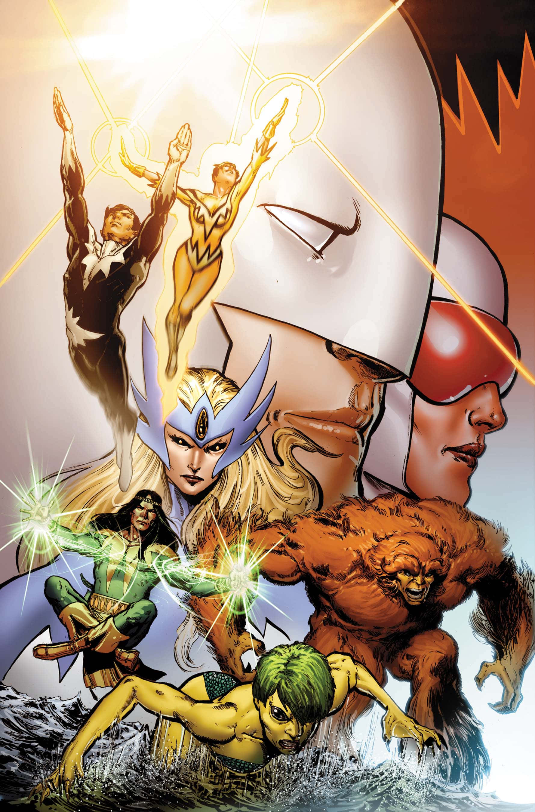 Alpha Flight, glowing energy effects, dramatic poses, 2K Phone Wallpaper