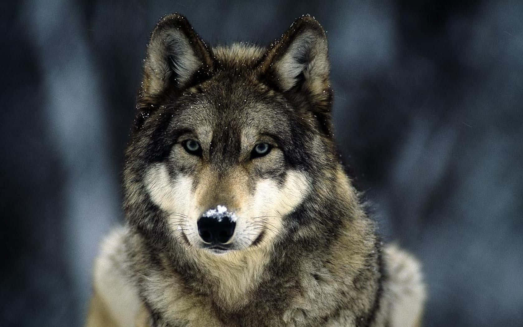 Alpha Wolf, gray wolf, snowflakes, HD Desktop Wallpaper