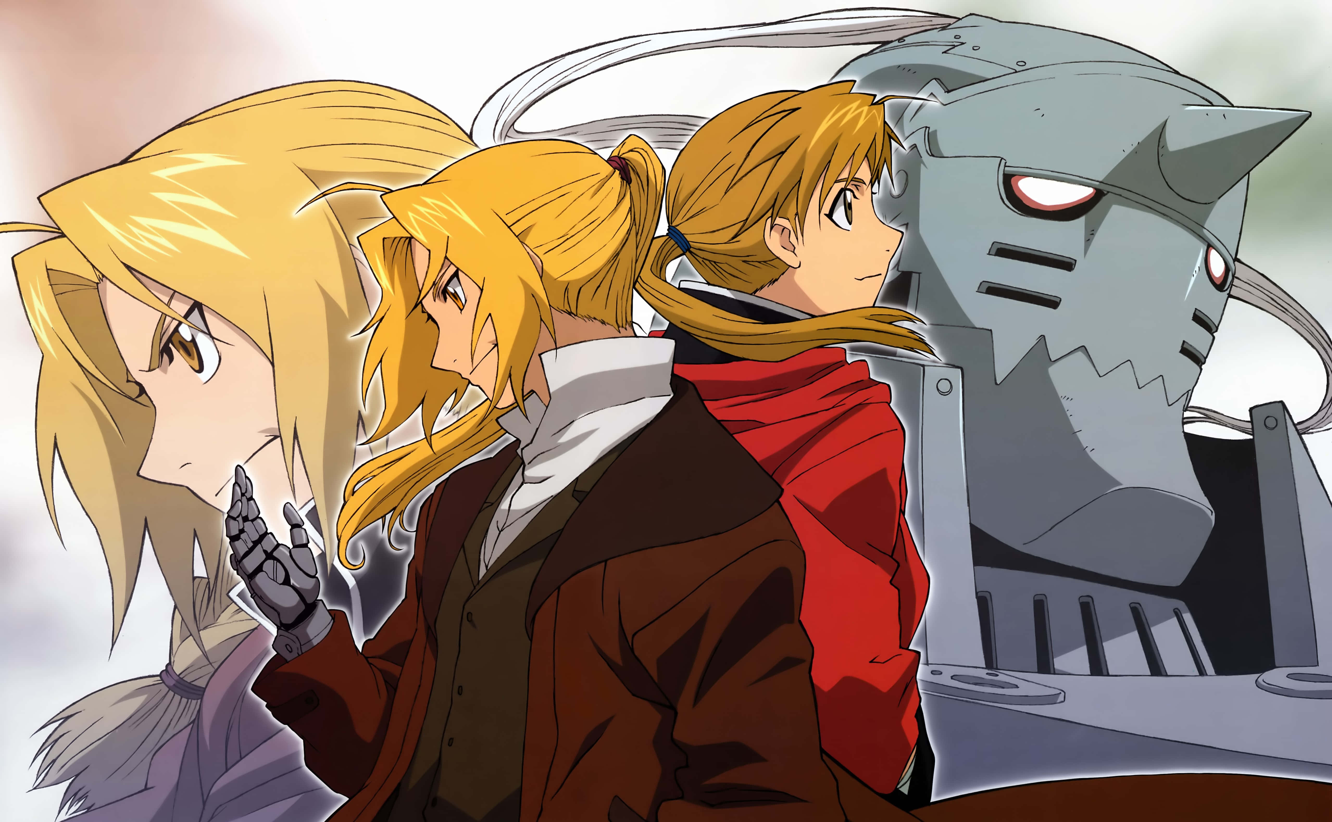 Alphonse Elric, iconic suit of armor, soft gradient sky, 4K Desktop Wallpaper