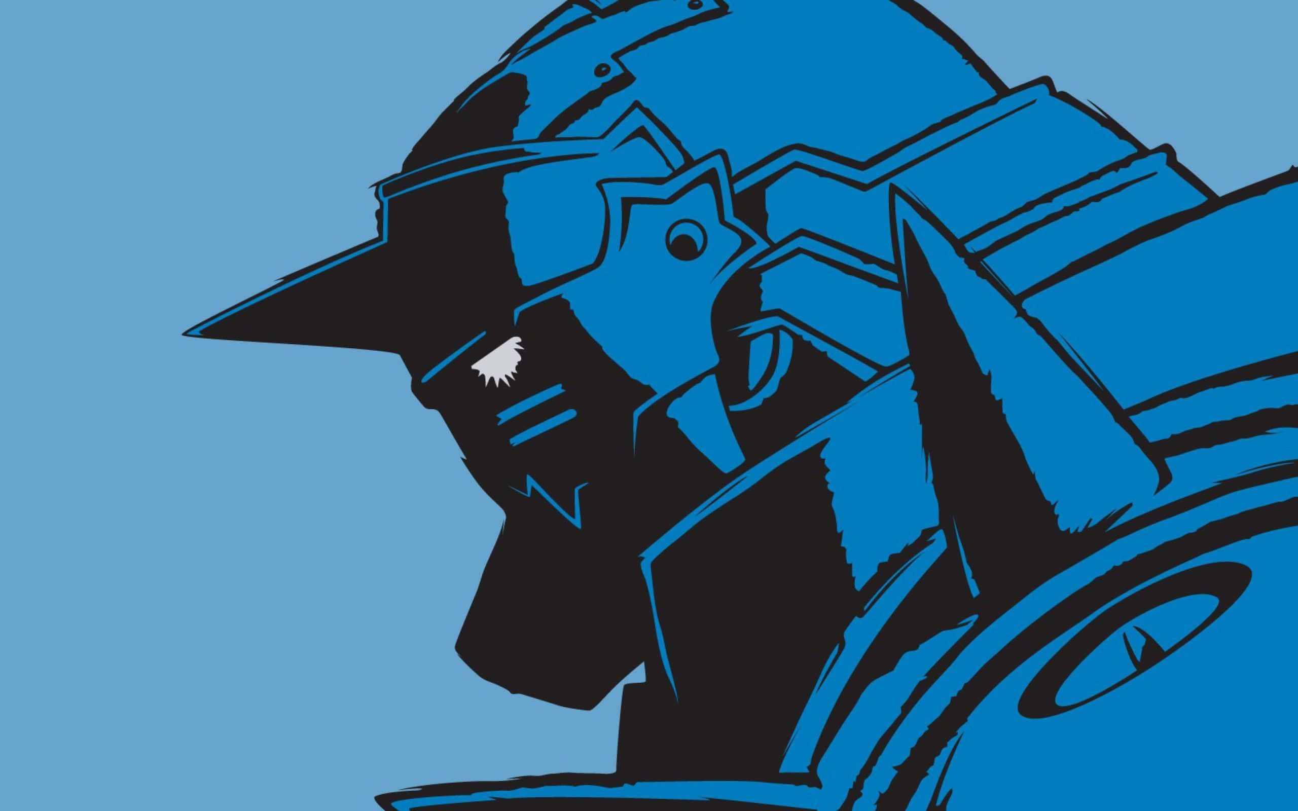Alphonse Elric, armored alchemist, blue and black armored robot head, 2K Desktop Wallpaper