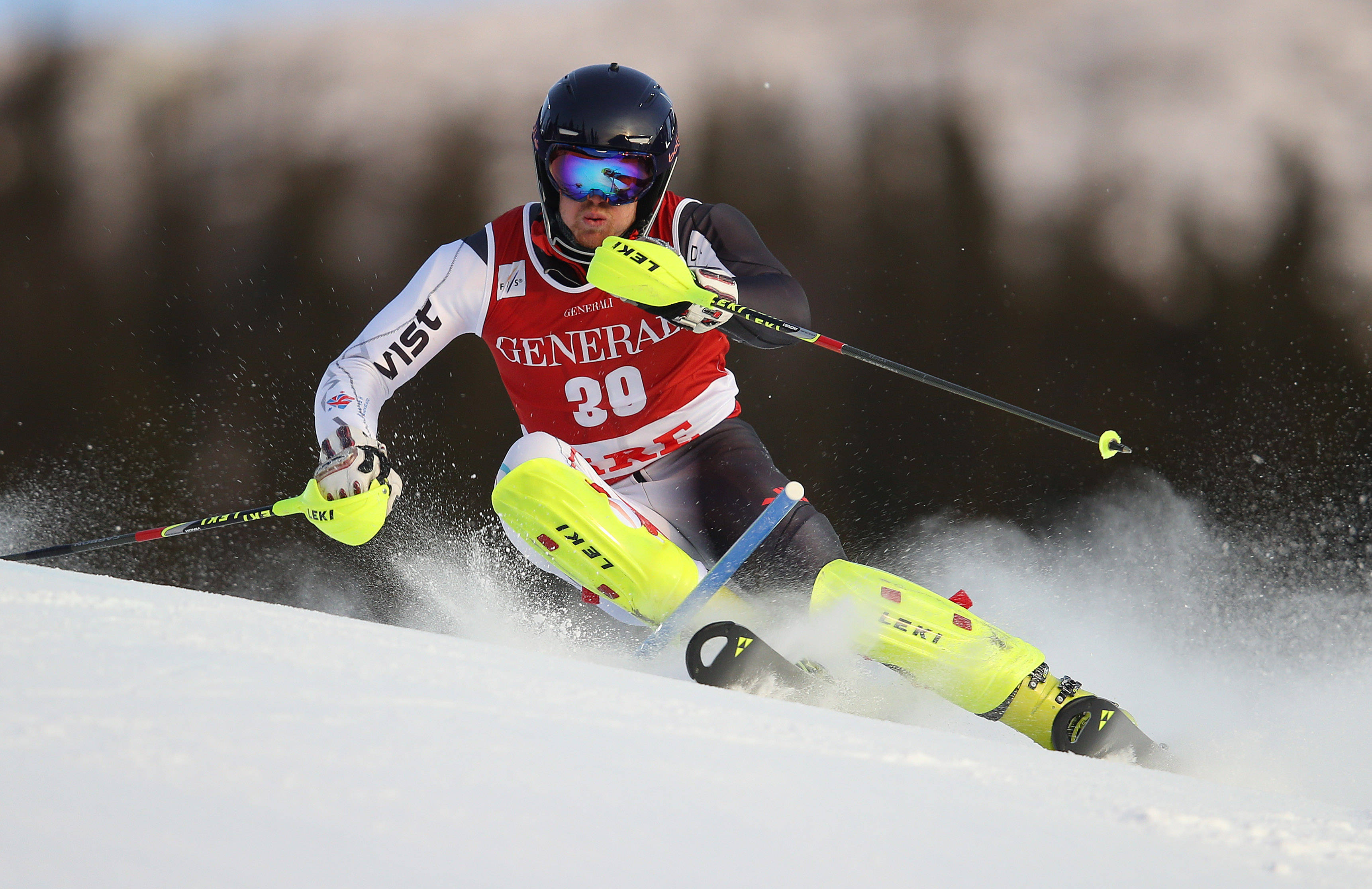 red and neon yellow gear, snowy slope, powder, 2K Desktop Wallpaper