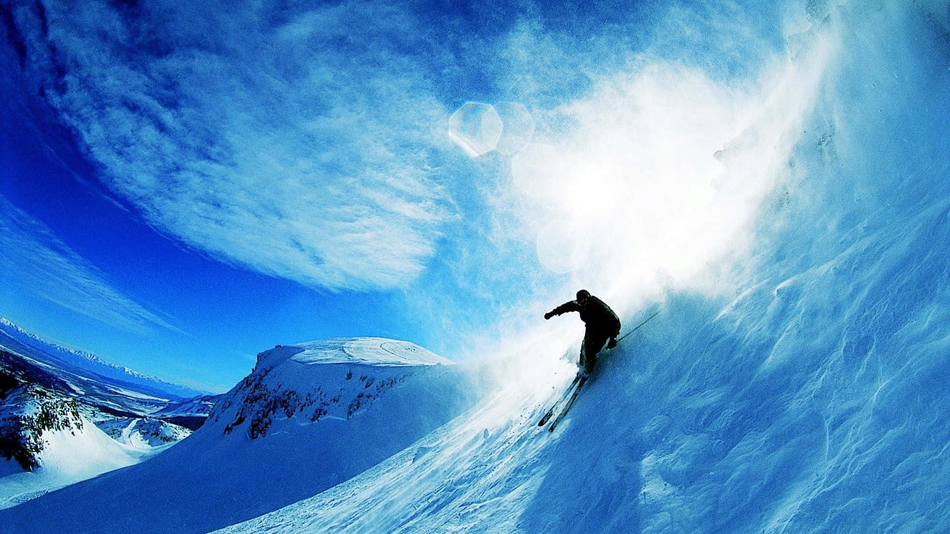 skier, powder snow, steep mountain slope, Full HD Desktop Wallpaper