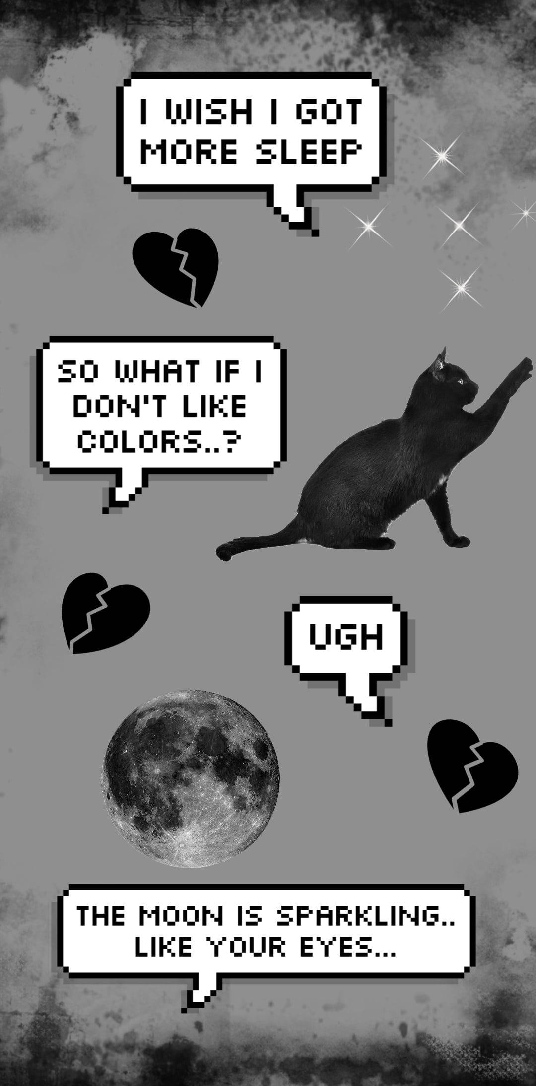 black cat, full moon, starry sky, Full HD Phone Wallpaper