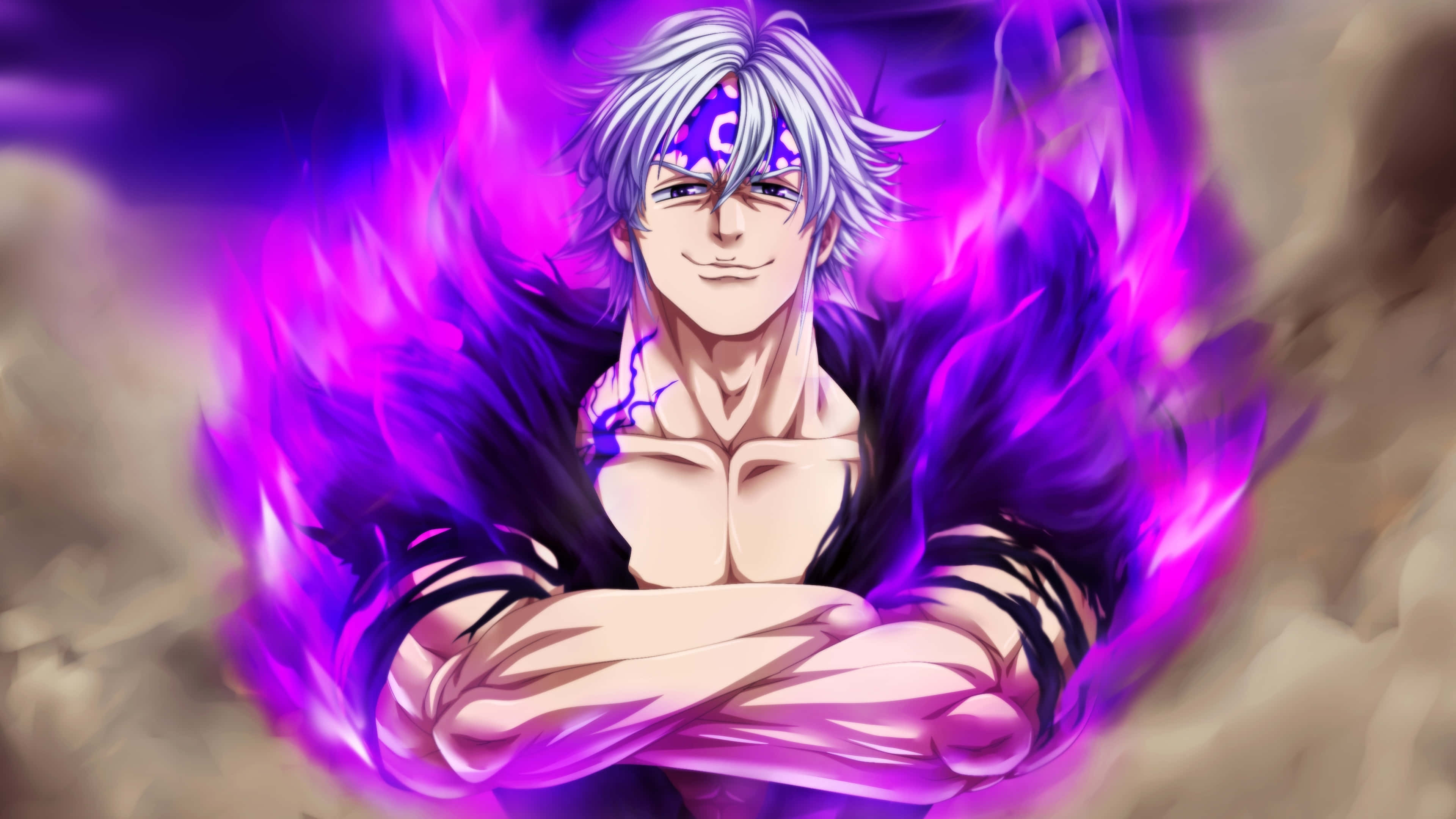 Alt Pfp, purple aura, silver hair, 4K Desktop Wallpaper