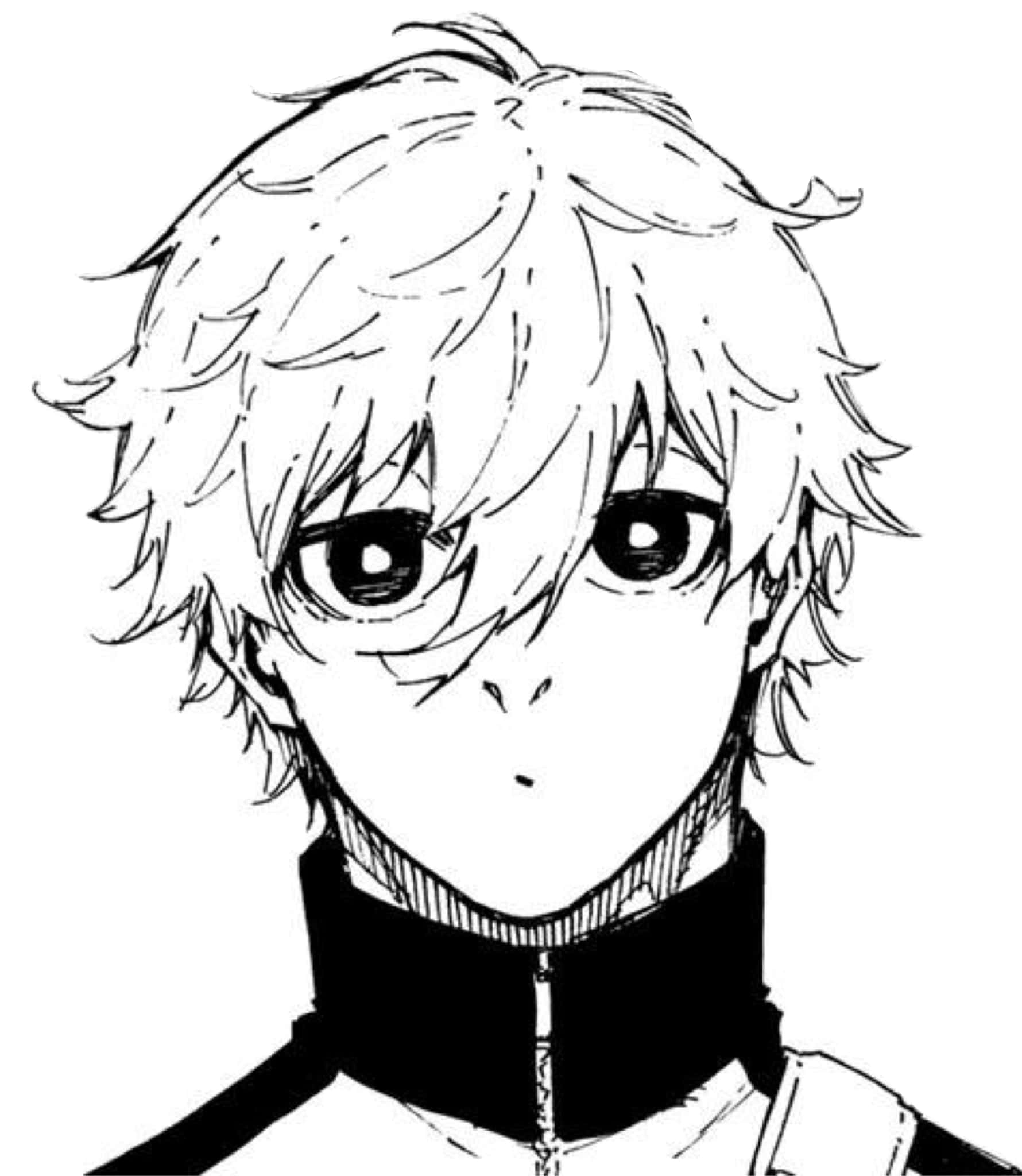 black and white, anime-style, young man, Full HD Phone Wallpaper