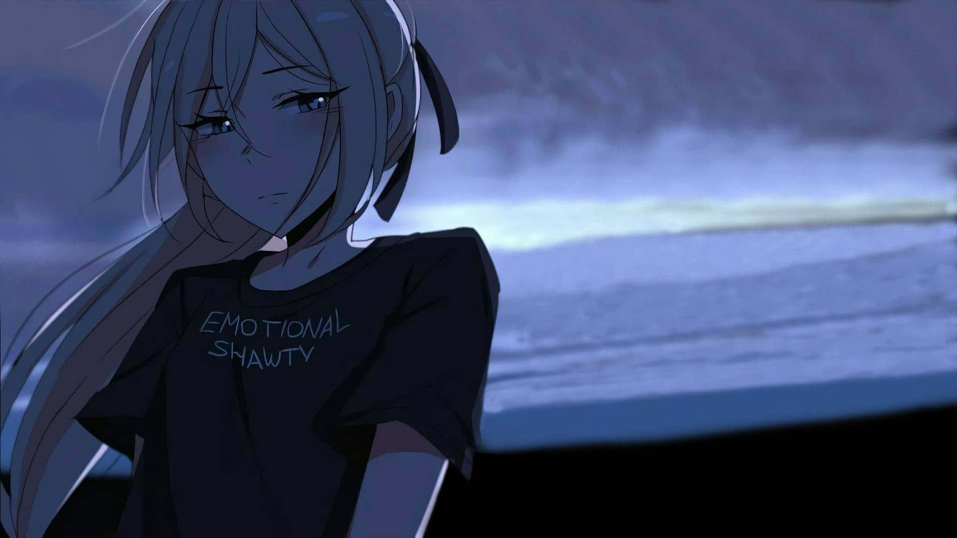 Discord Anime Pfp Emotional, melancholic anime girl, silver hair, Full HD Desktop Wallpaper