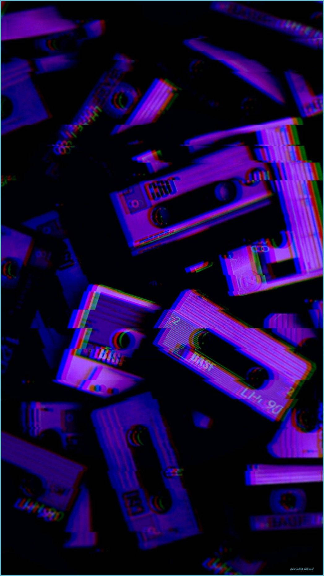 neon purple, cassette tapes, glitchy, HD Phone Wallpaper