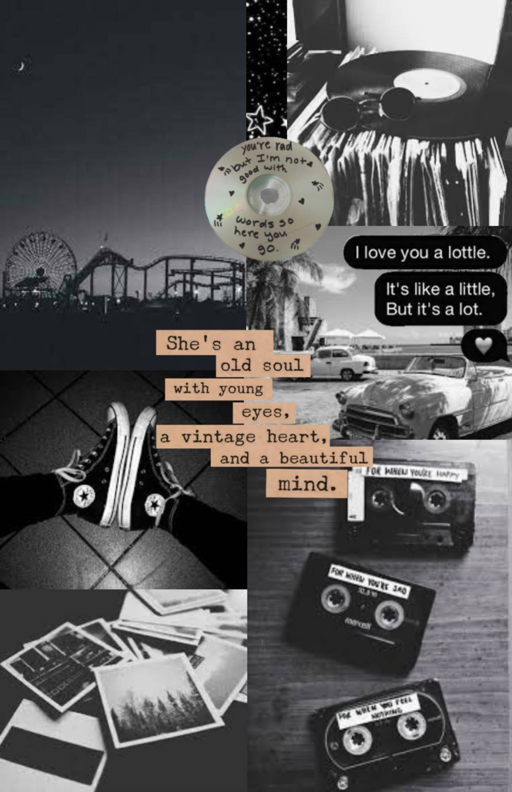 CD, cassette tapes, Ferris wheel, HD Phone Wallpaper