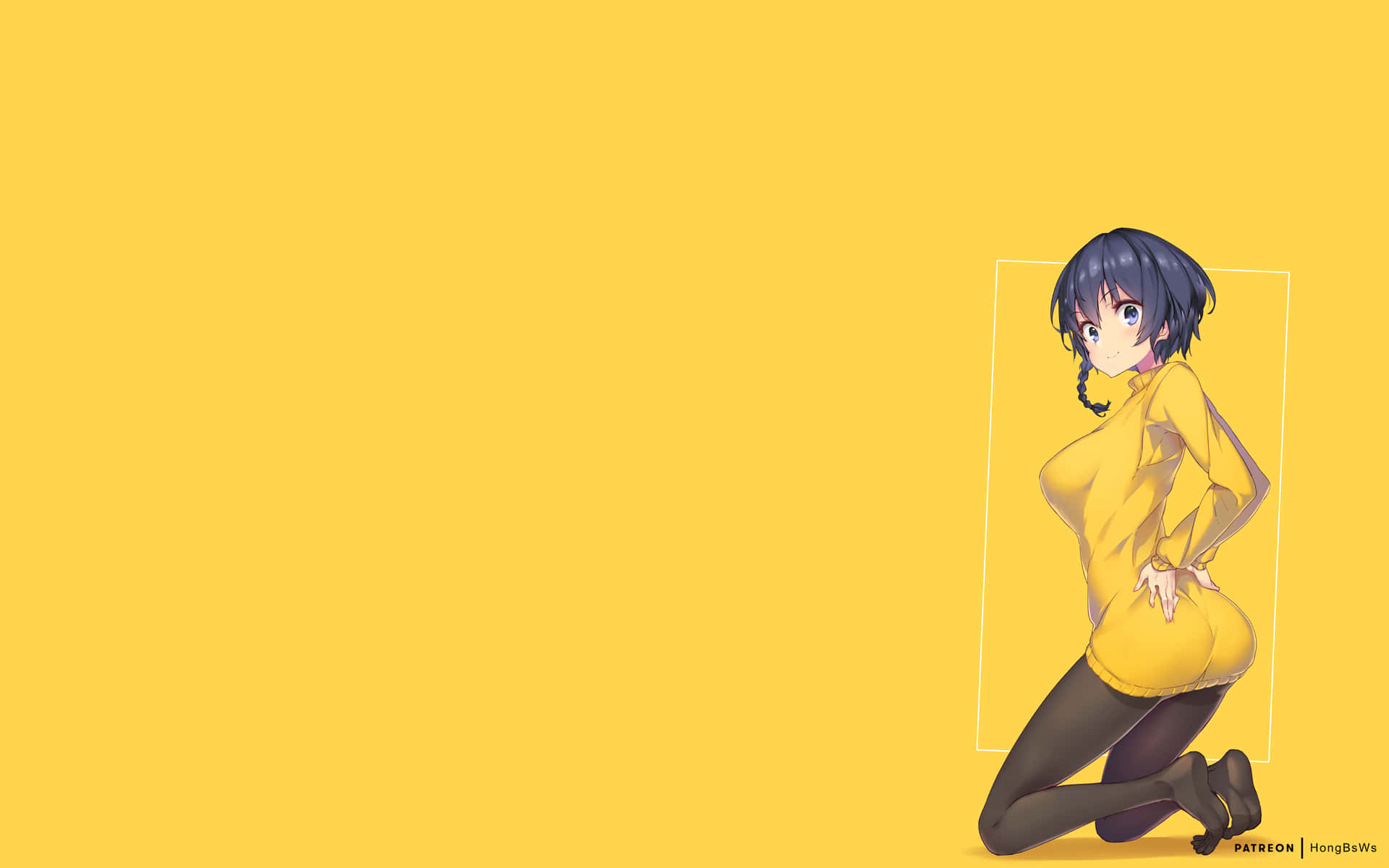 Alternative Art, yellow outfit, dark hair, Full HD Desktop Wallpaper