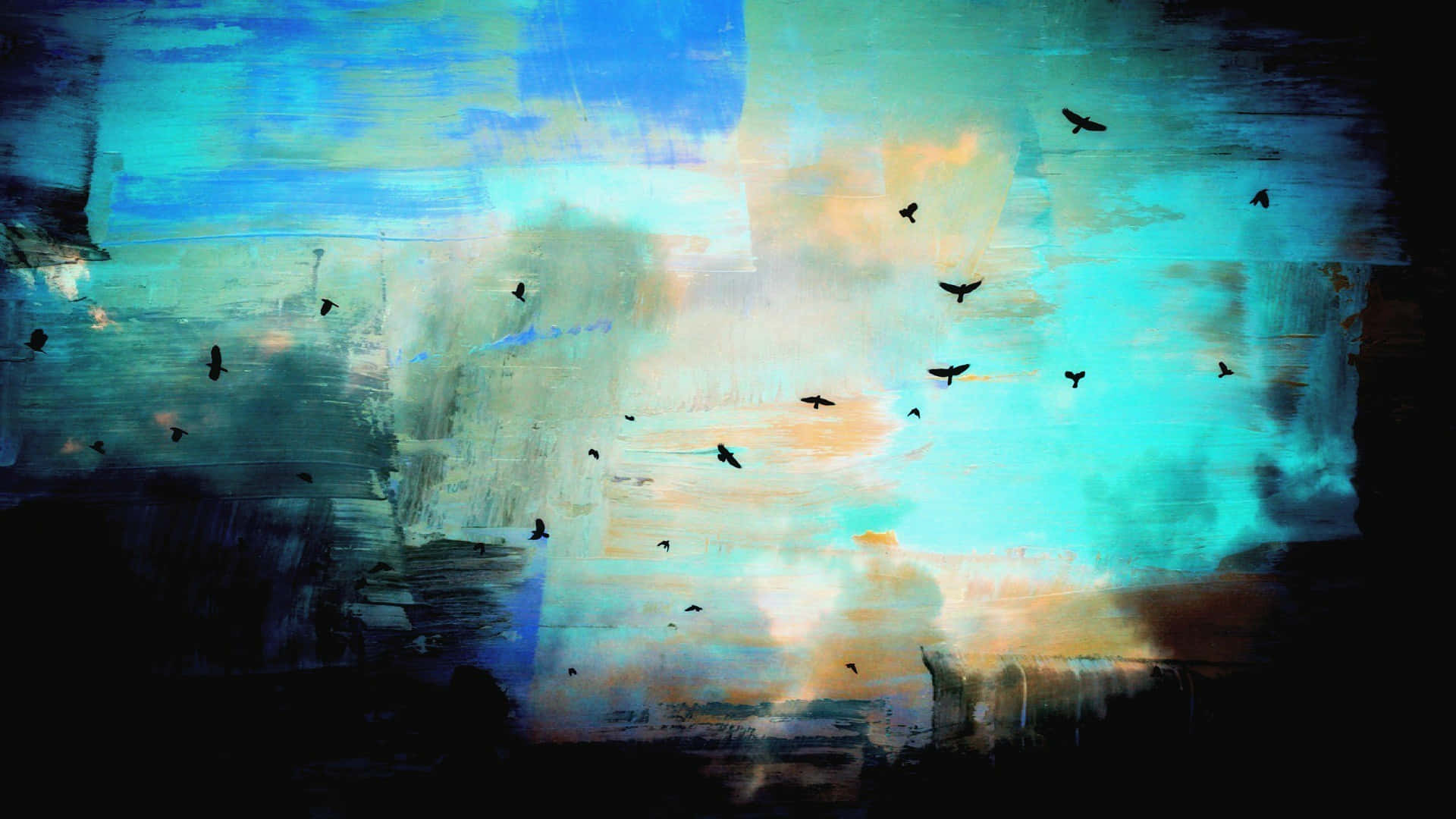 alternative art, teal, orange, Full HD Desktop Wallpaper