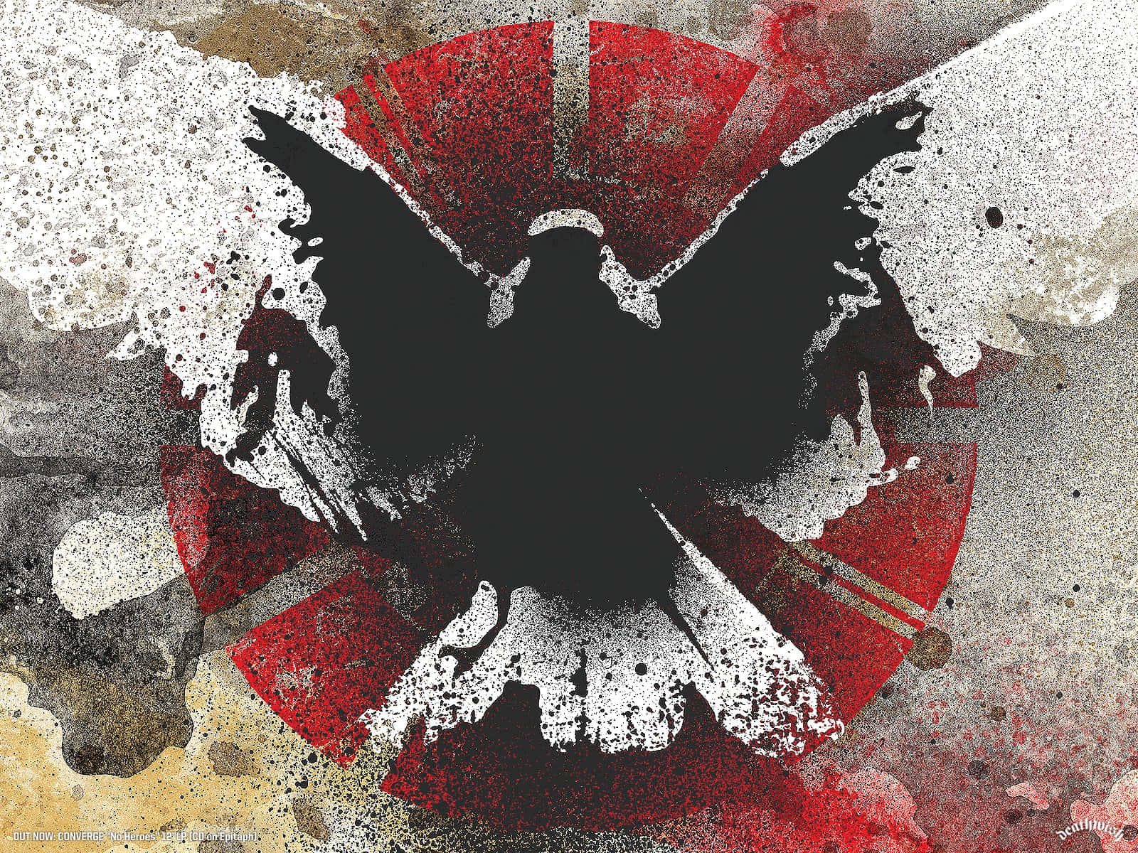 eagle silhouette, textured red white and gray splattered background, stark black, HD Desktop Wallpaper