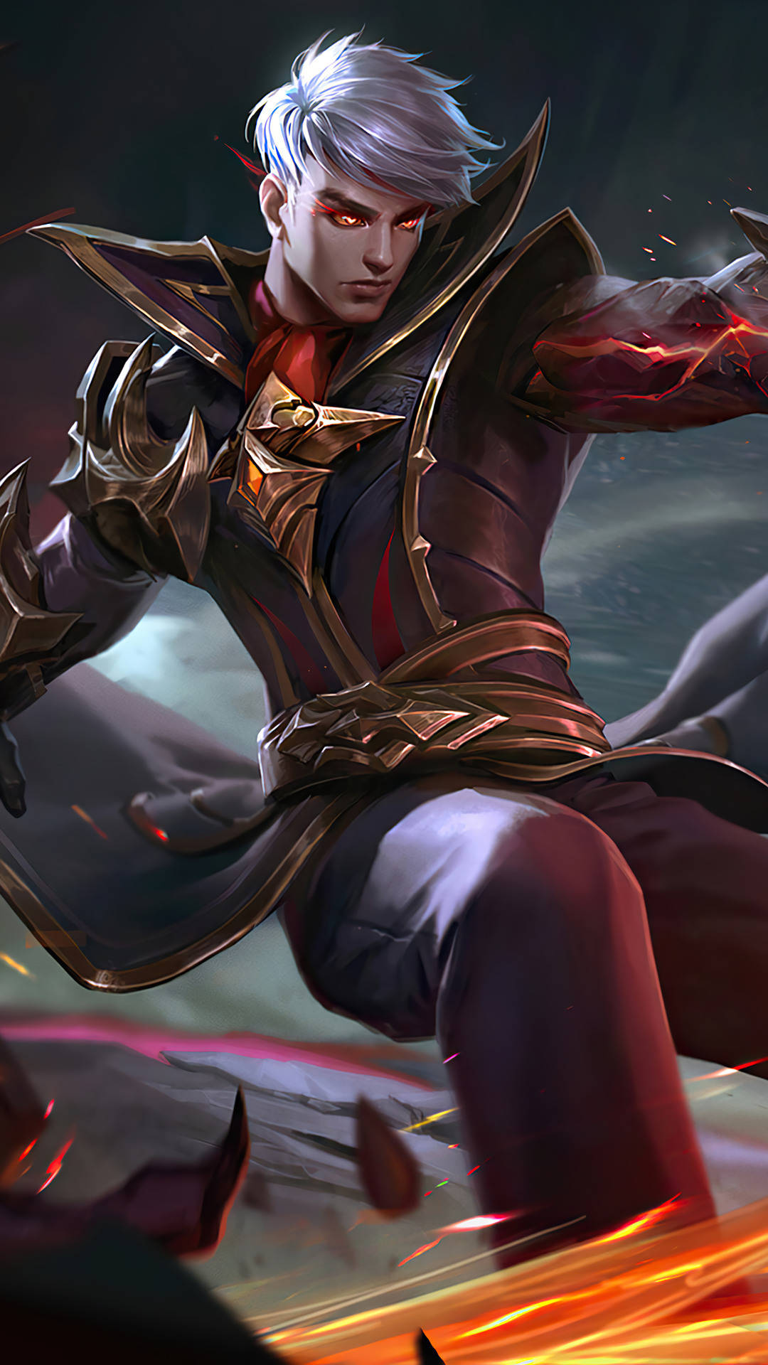Alucard HD, fiery inferno, silver-haired warrior, Full HD Phone Wallpaper