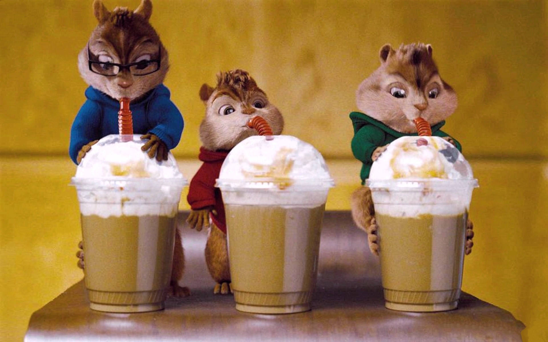 Alvin And The Chipmunks, hoodies, creamy drinks, Full HD Desktop Wallpaper