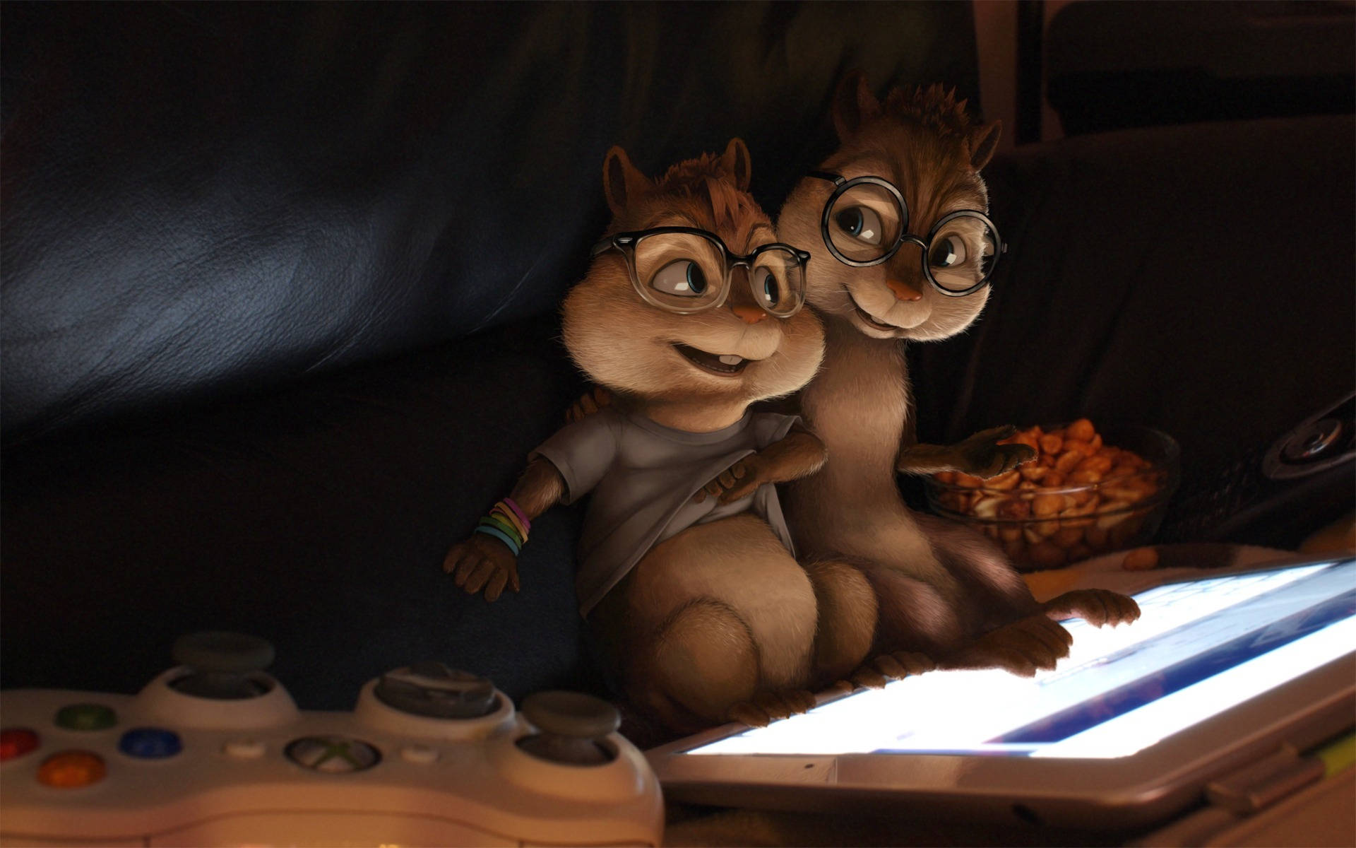 Alvin And The Chipmunks, glasses, couch, Full HD Desktop Wallpaper