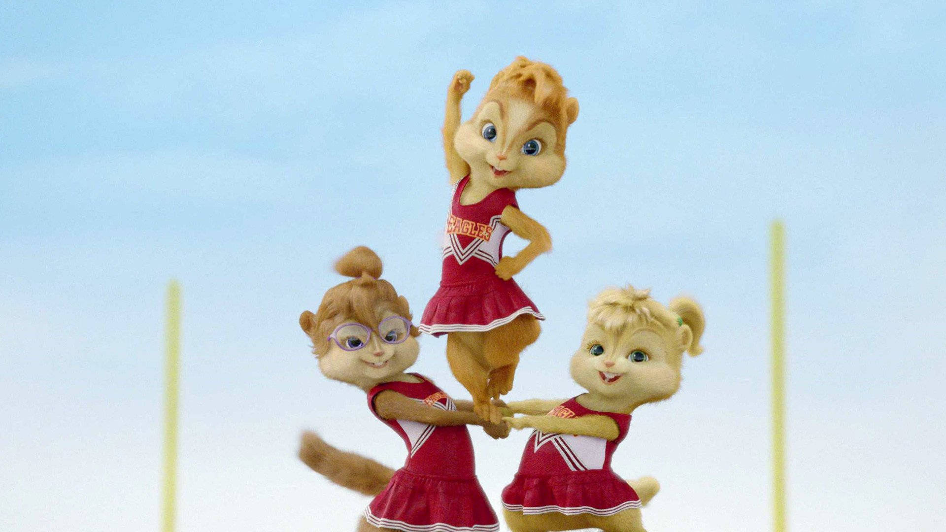 Alvin And The Chipmunks, cheerleaders, red cheerleading uniforms, Full HD Desktop Wallpaper