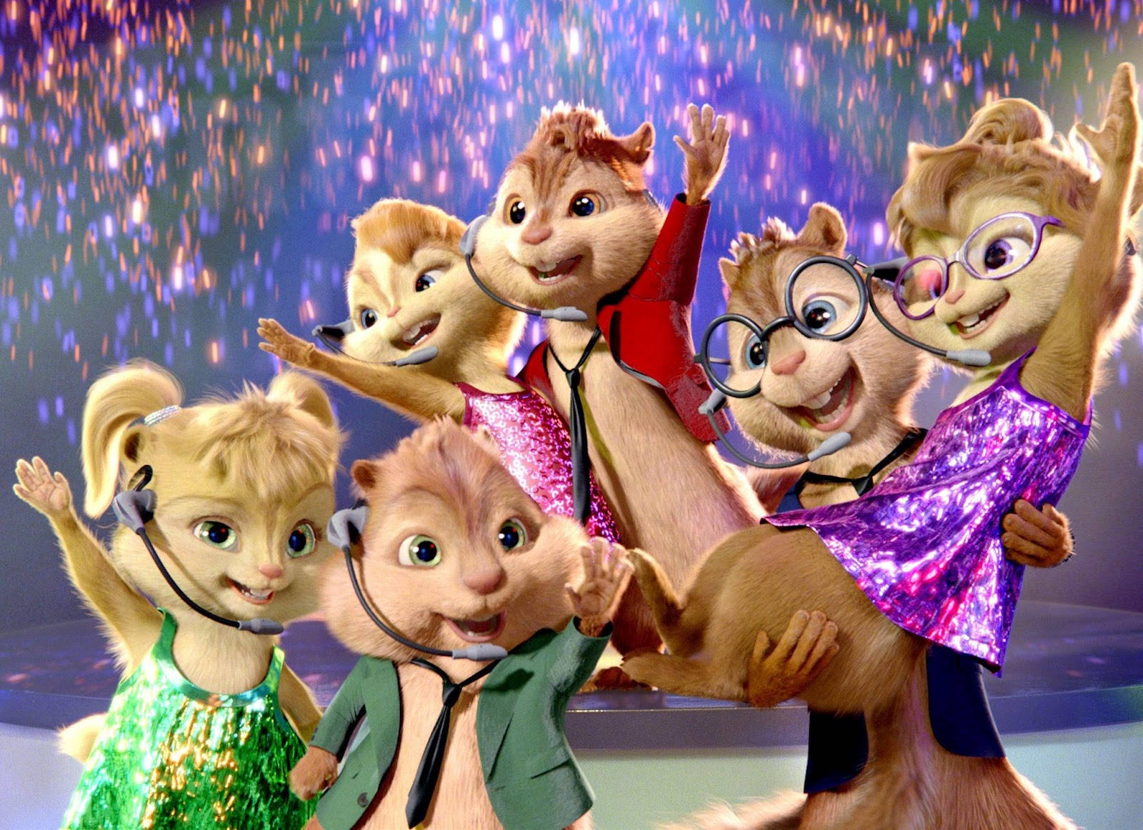 Alvin And The Chipmunks, concert, glittery outfits, HD Desktop Wallpaper