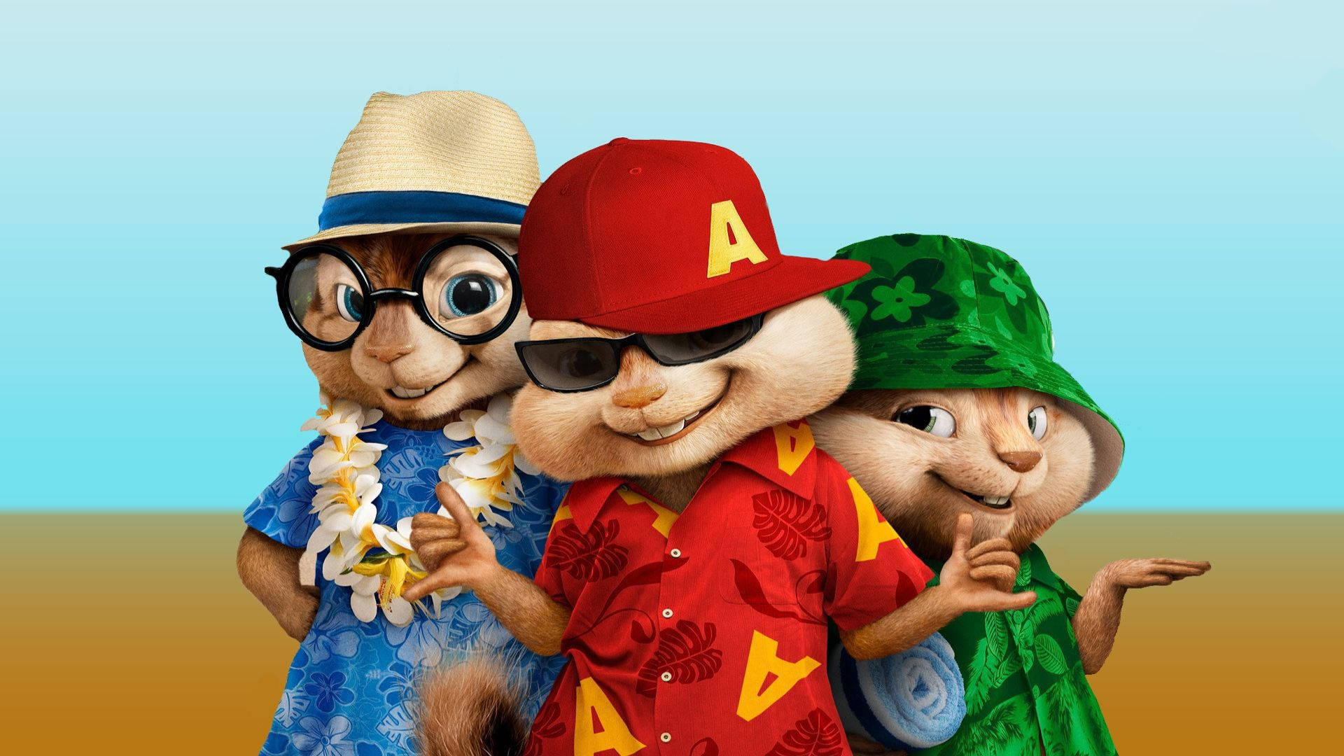 Alvin And The Chipmunks, Hawaiian style, colorful Hawaiian shirts, Full HD Desktop Wallpaper