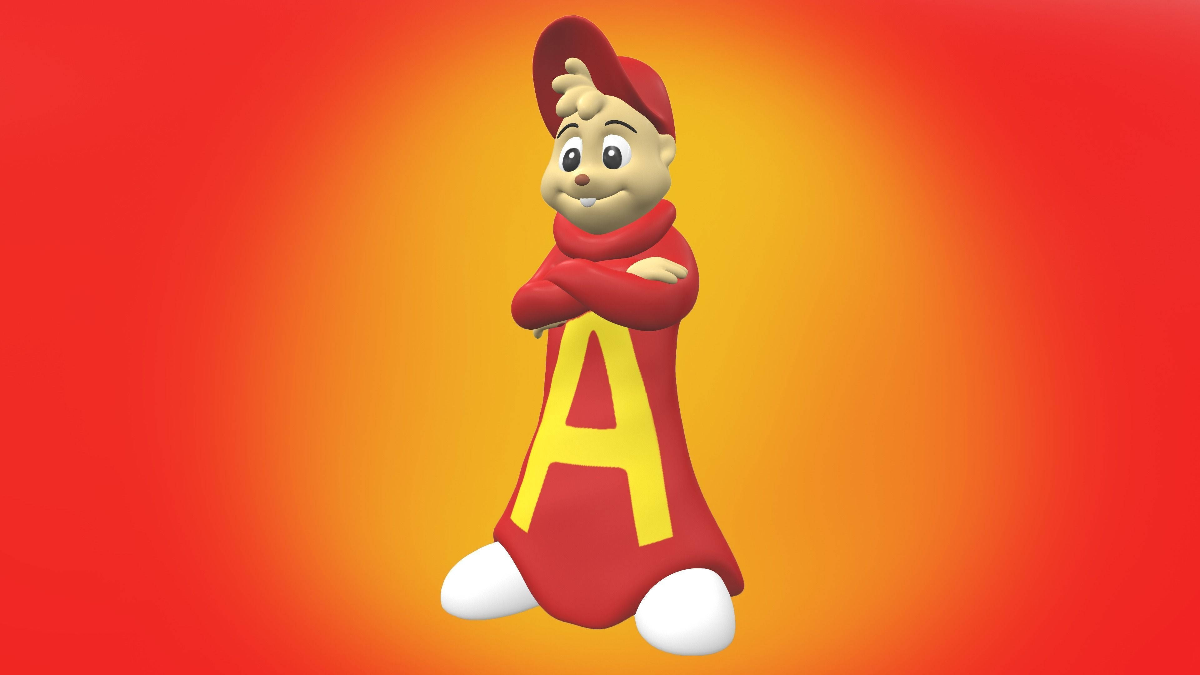 Alvin And The Chipmunks, red outfit, yellow 'A', 4K Desktop Wallpaper