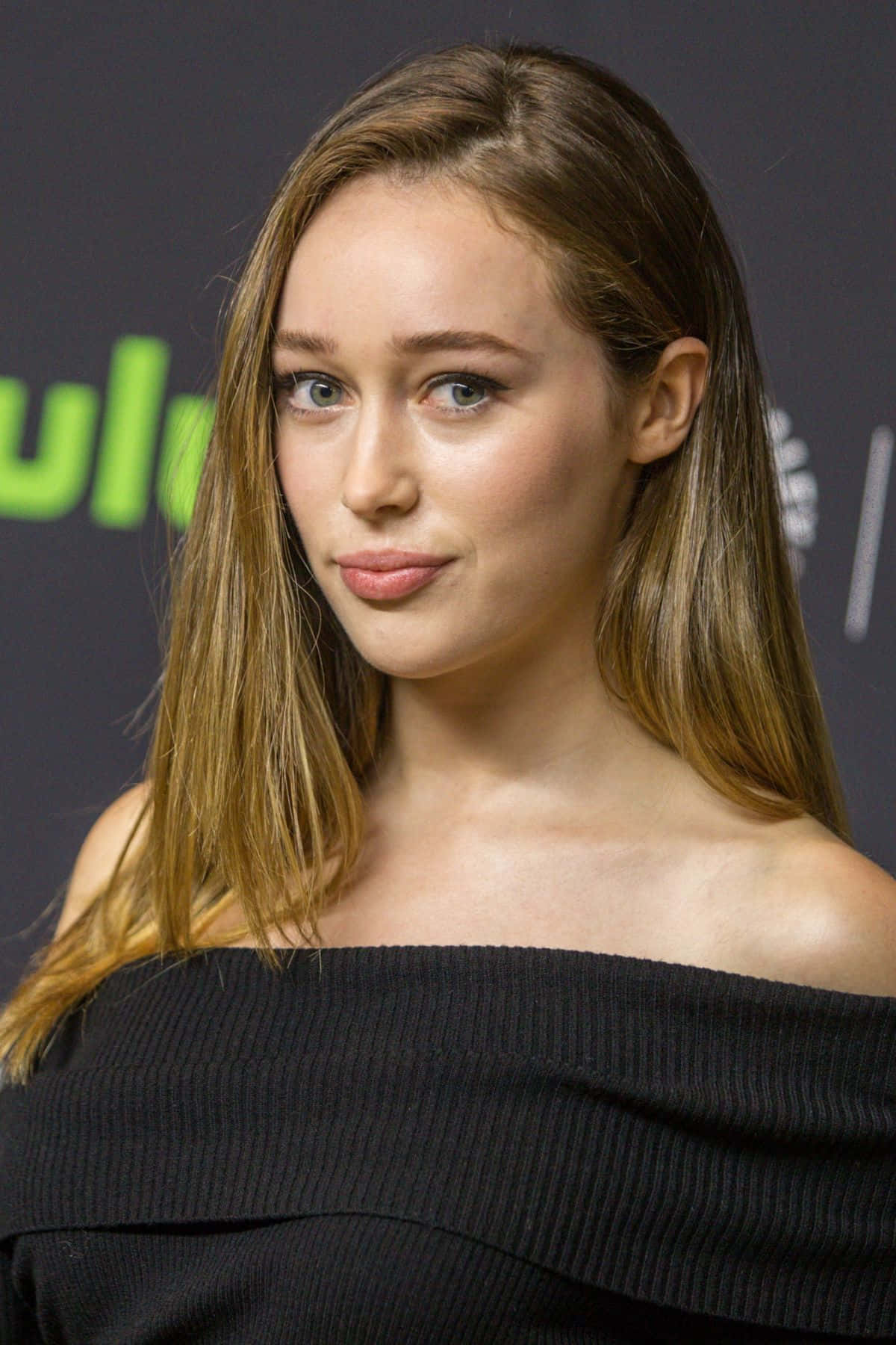 Alycia Debnam Carey, black off-the-shoulder top, long brown hair, HD Phone Wallpaper