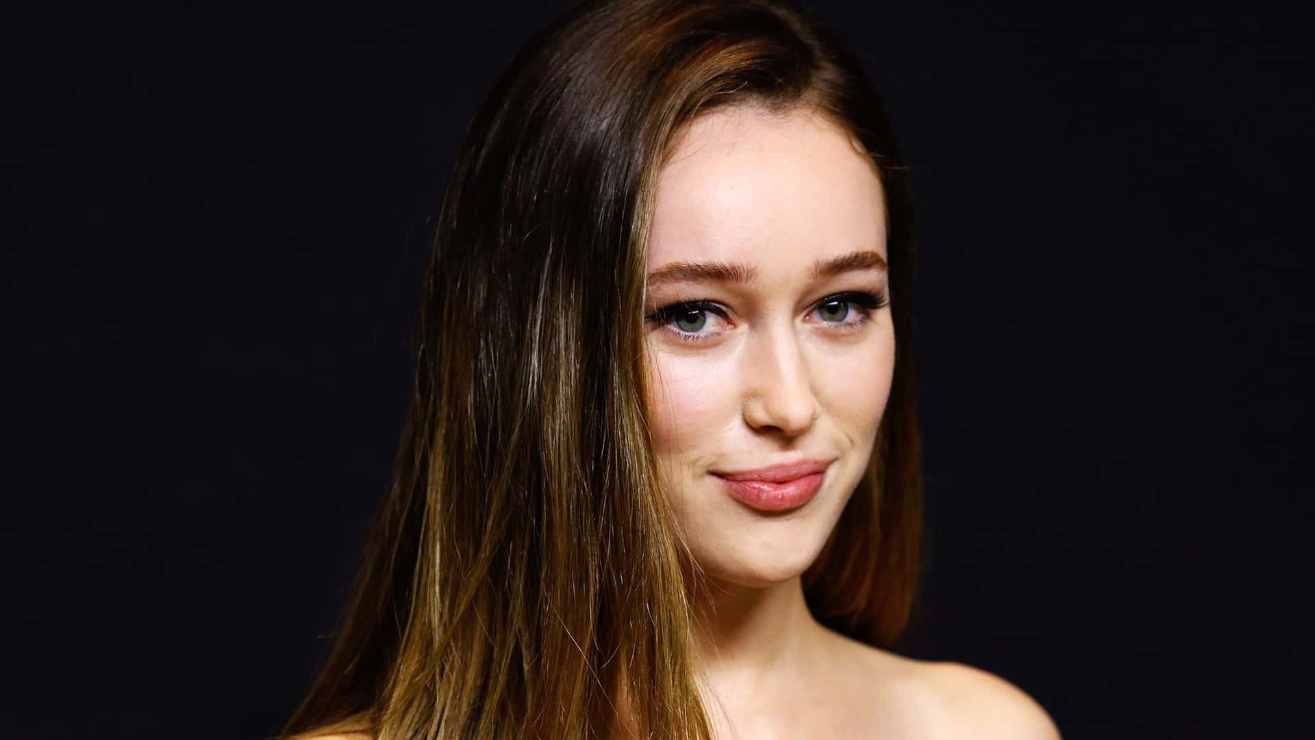 Alycia Debnam Carey, long brown hair, blue eyes, Full HD Desktop Wallpaper