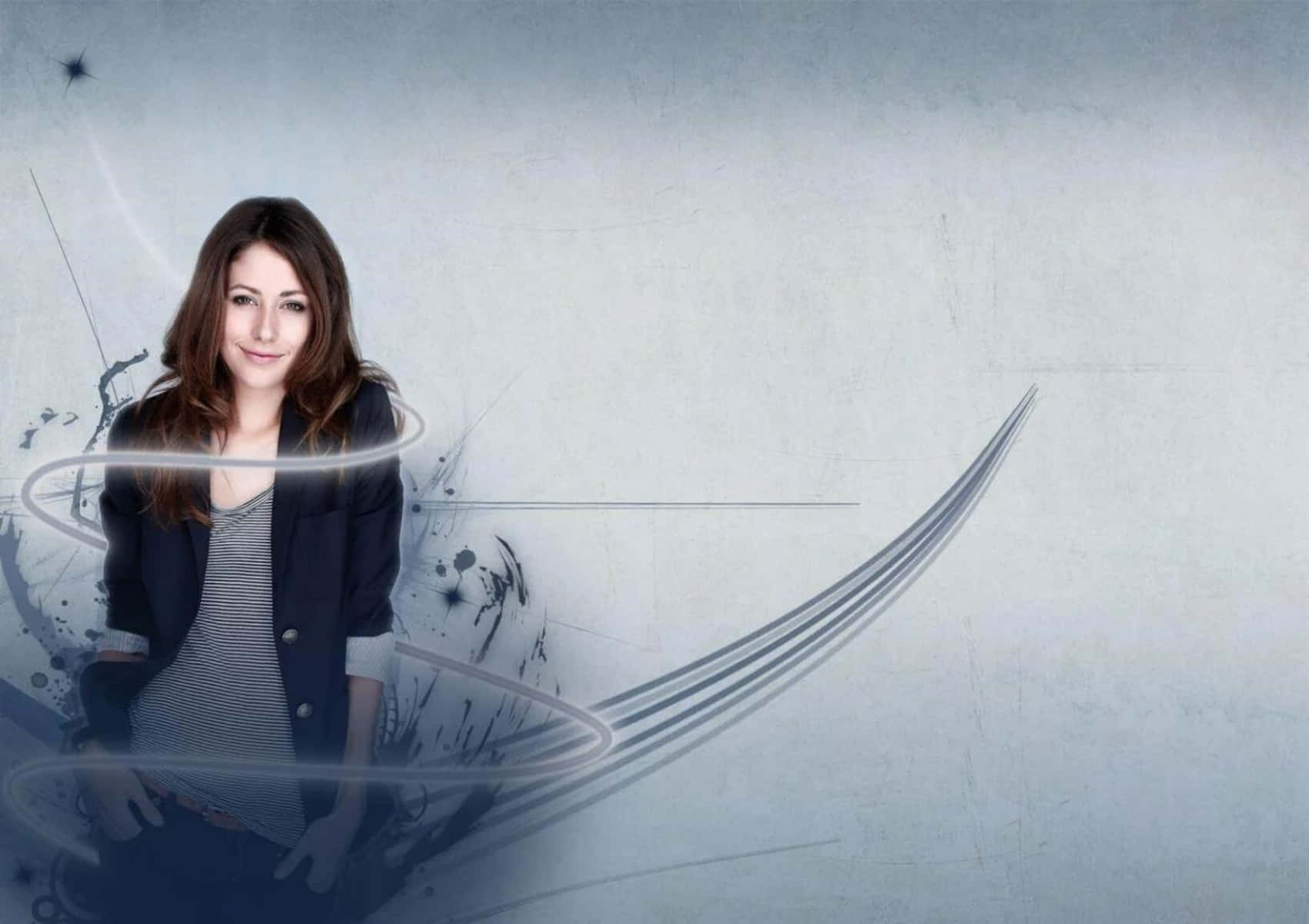Amanda Crew, brown hair, textured gray background, HD Desktop Wallpaper