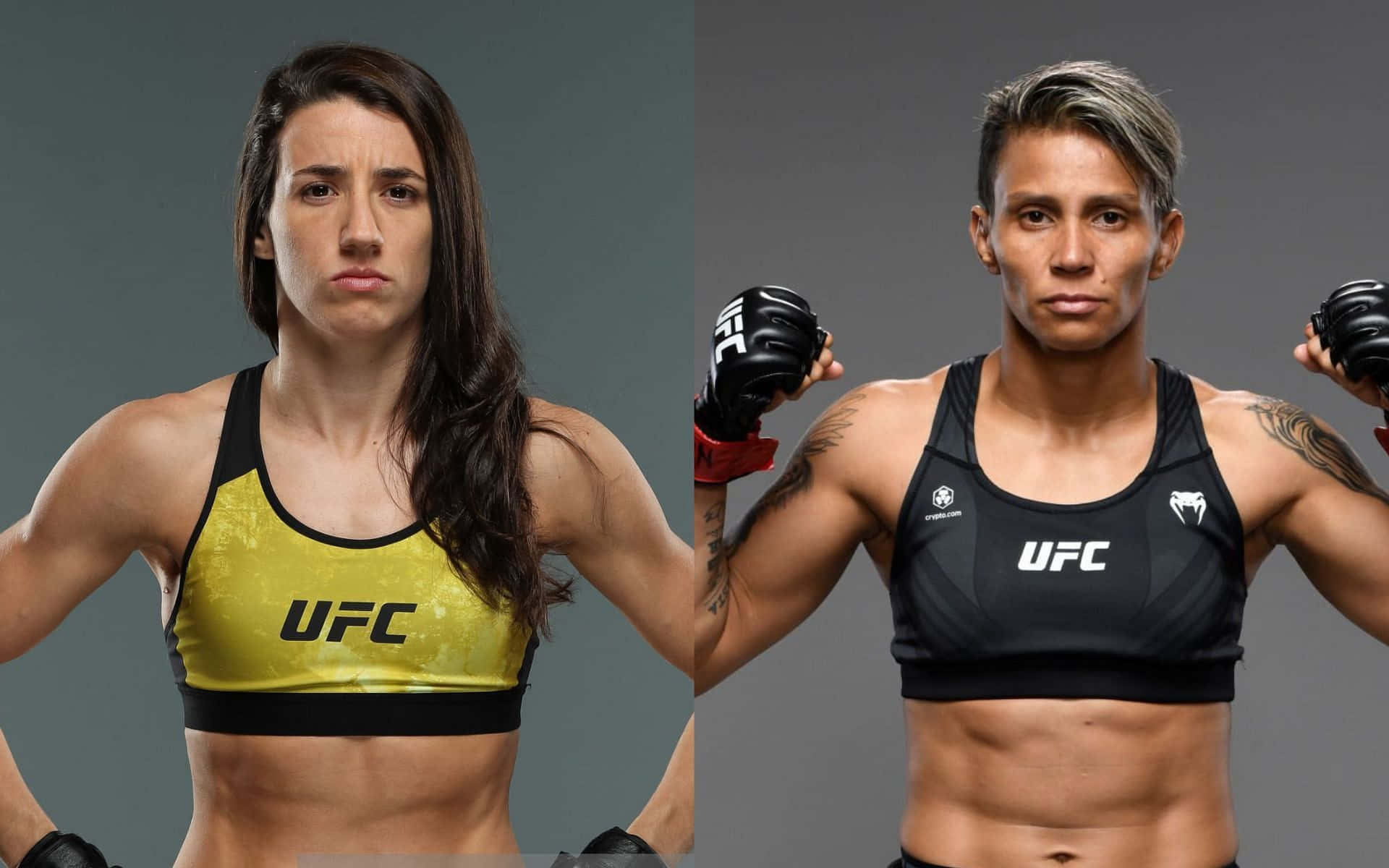 Amanda Lemos, UFC fighters, gray studio backdrop, Full HD Desktop Wallpaper