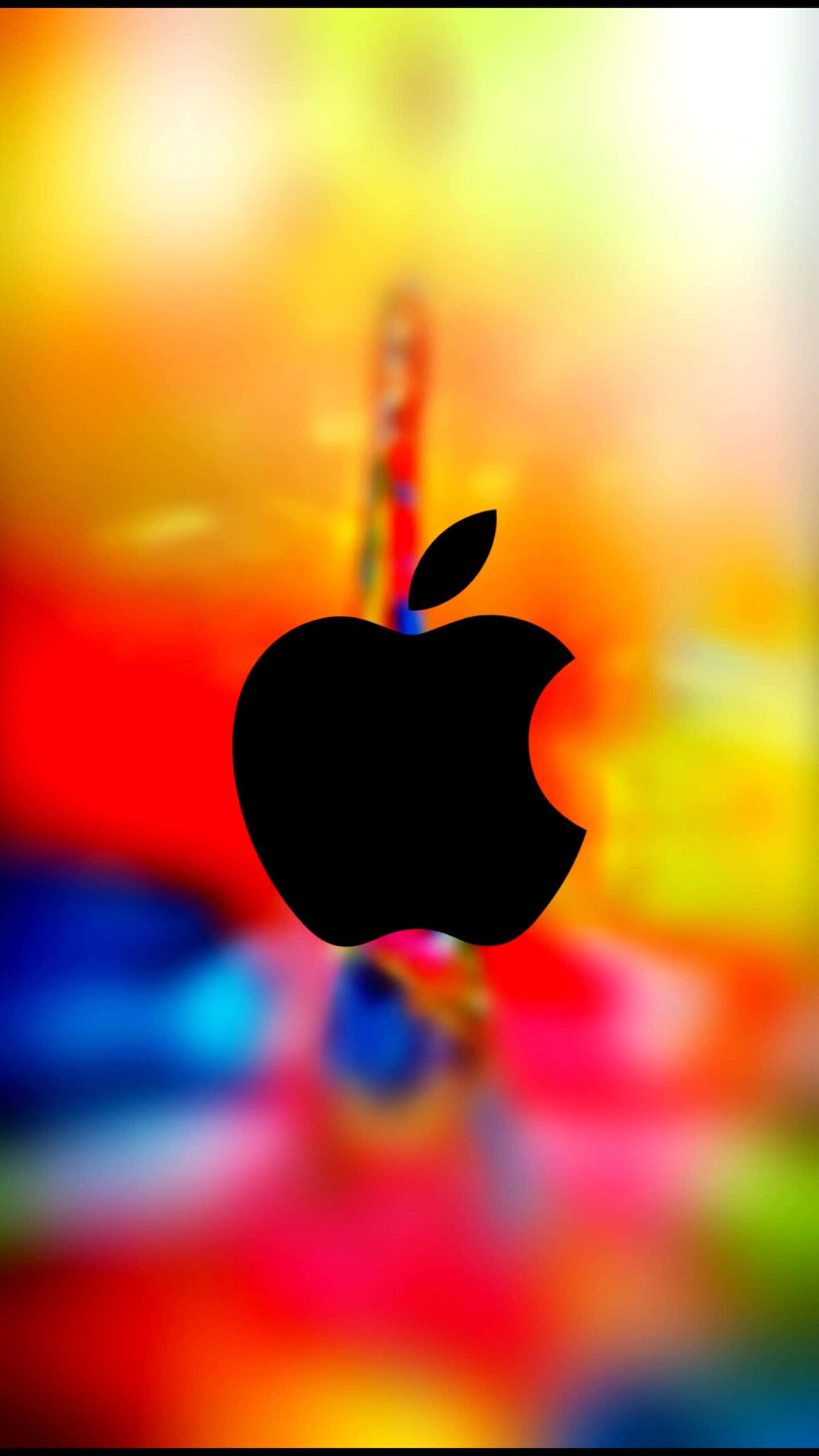 Apple, black logo, vibrant blurred background, 2K Phone Wallpaper