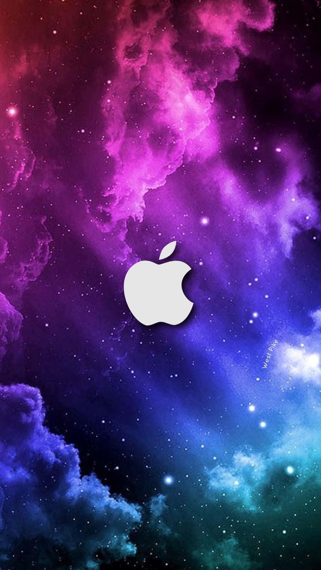 Apple logo, cosmic nebula, purple blue, Full HD Phone Wallpaper
